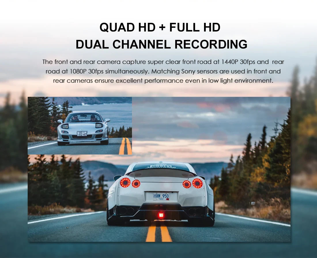 VIOFO Видеорегистратор Dash Cam A129 Plus DUO - GPS, Rear Cam included
