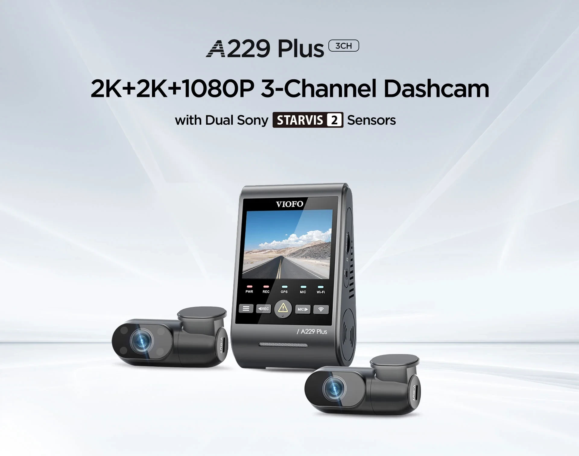 VIOFO Видеорегистратор Dash Cam A229 Plus 3 Channel - 2K, HDR, Sony STARVIS 2, GPS