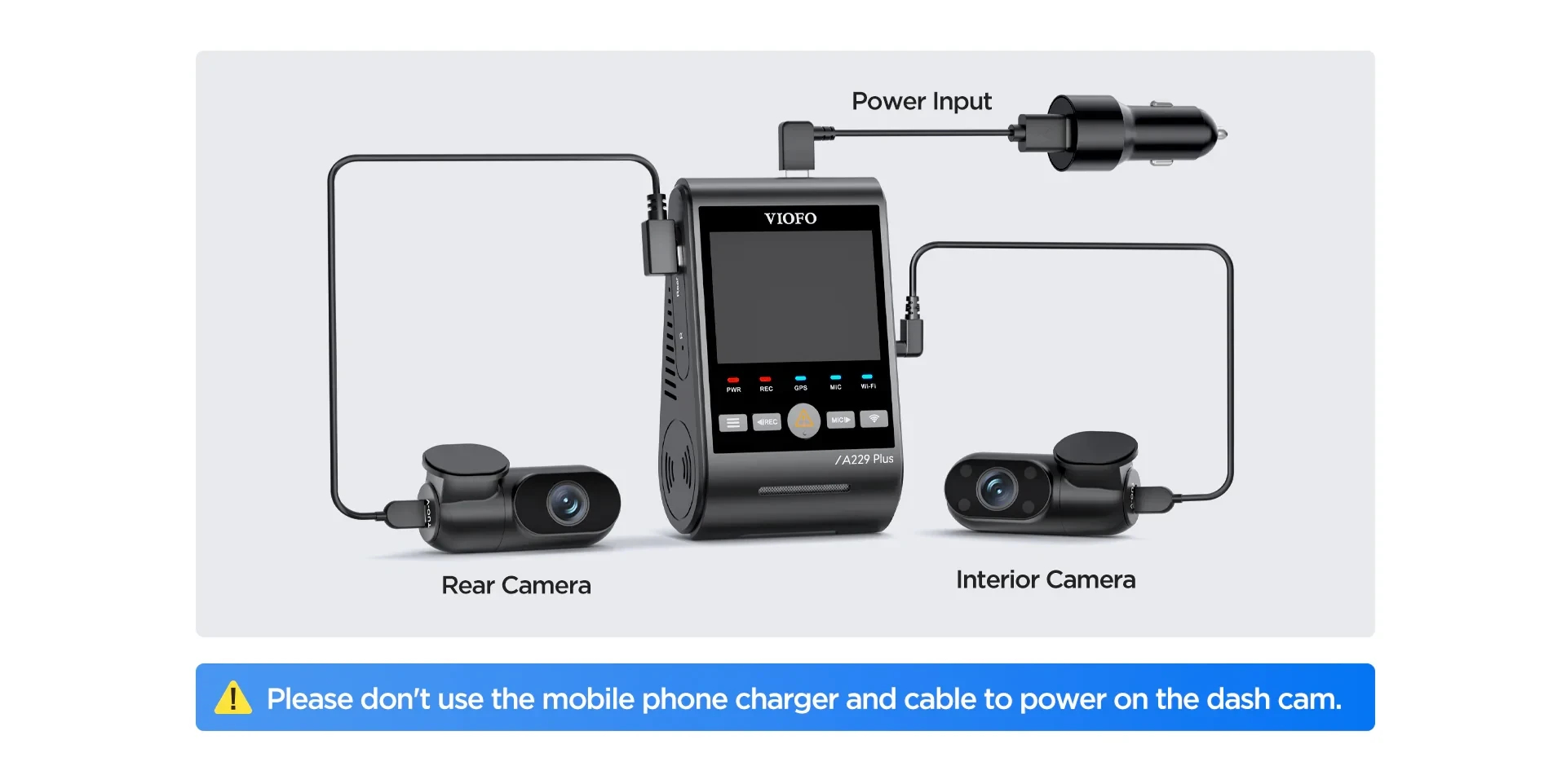 VIOFO Видеорегистратор Dash Cam A229 Plus 3 Channel - 2K, HDR, Sony STARVIS 2, GPS