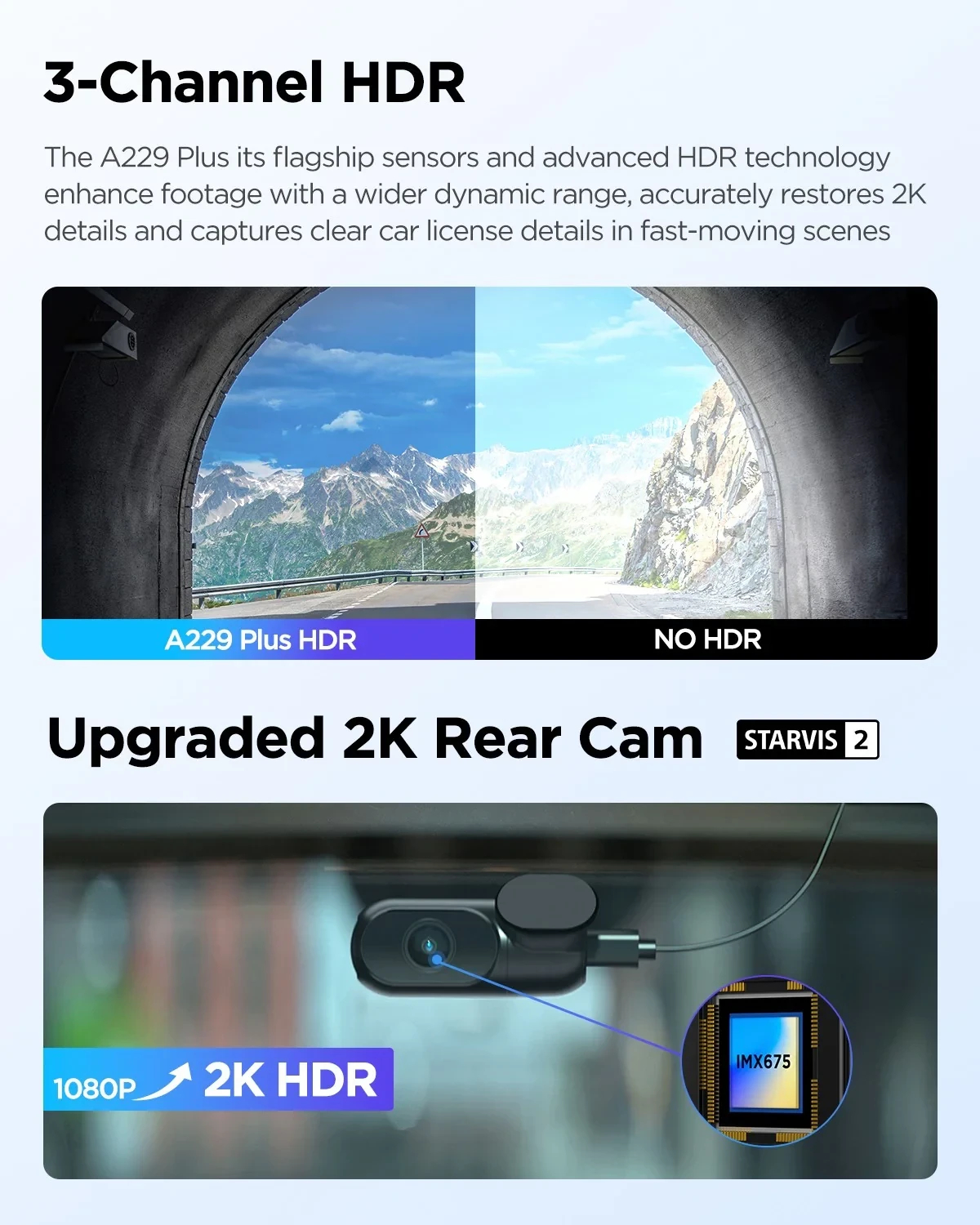 VIOFO Видеорегистратор Dash Cam A229 Plus 3 Channel - 2K, HDR, Sony STARVIS 2, GPS