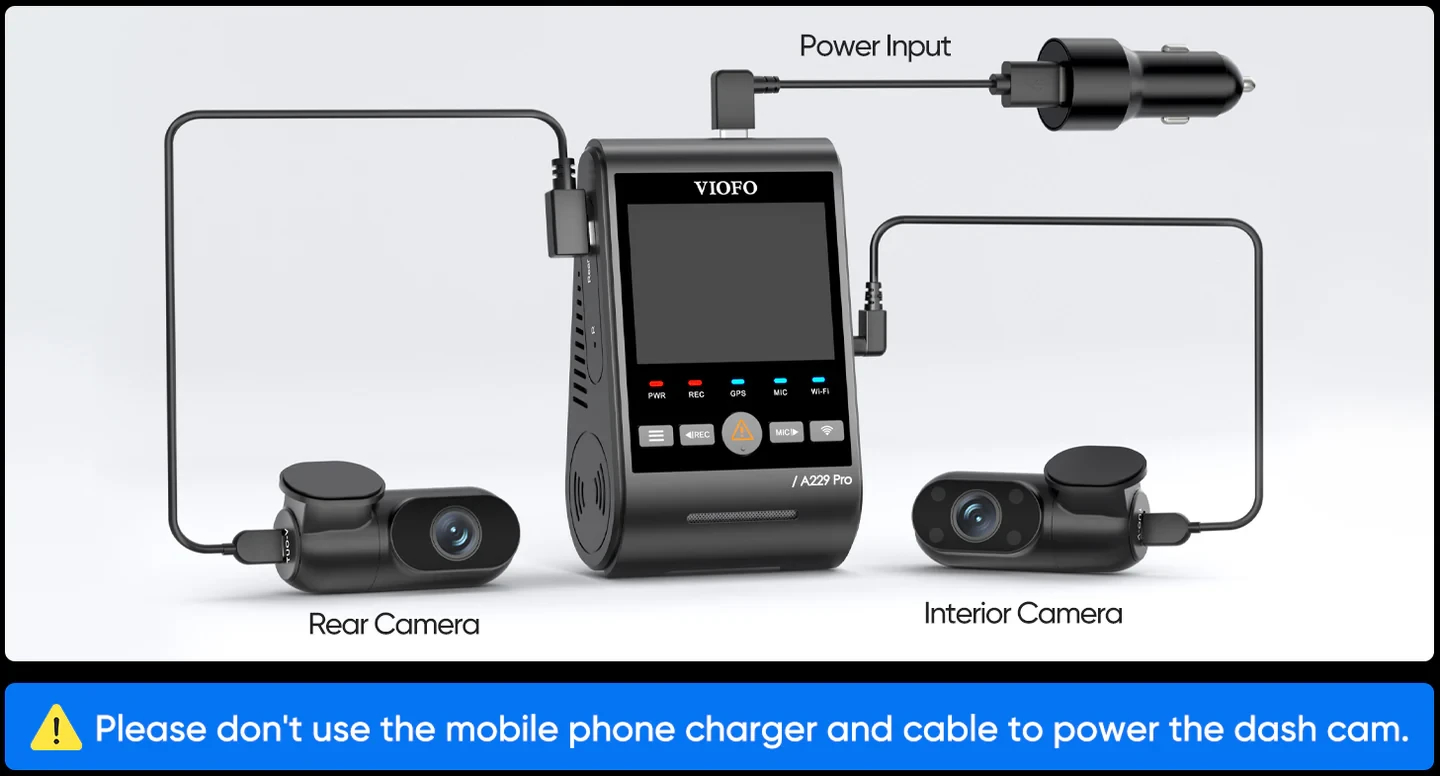 VIOFO Видеорегистратор Dash Cam A229 Pro 3 Channel - 4K, HDR, Dual Sony STARVIS 2, GPS, Bluetooth