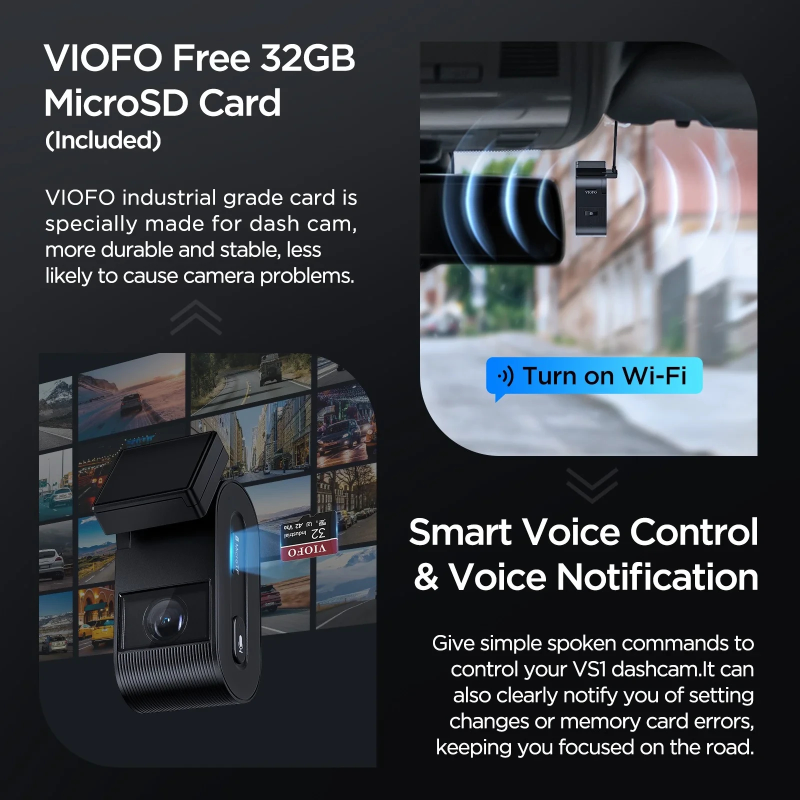 VIOFO Видеорегистратор Dash Cam VS1 - 2K, Sony STARVIS 2, 32GB SD Card Included, GPS, Bluetooth