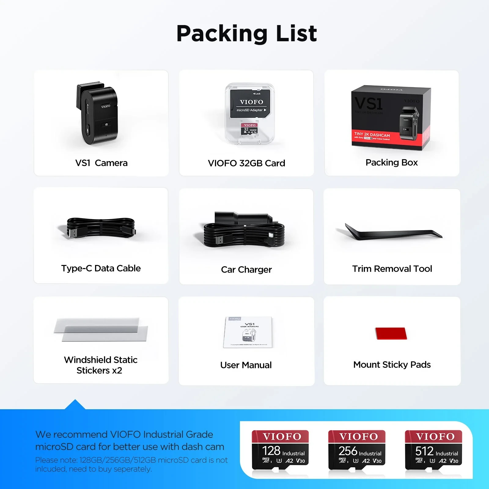 VIOFO Видеорегистратор Dash Cam VS1 - 2K, Sony STARVIS 2, 32GB SD Card Included, GPS, Bluetooth