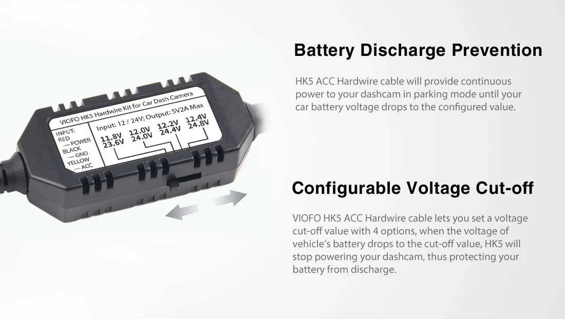 VIOFO Монтажен комплект Hardwire Kit - HK5 Type-C - Low Voltage Battery Protection