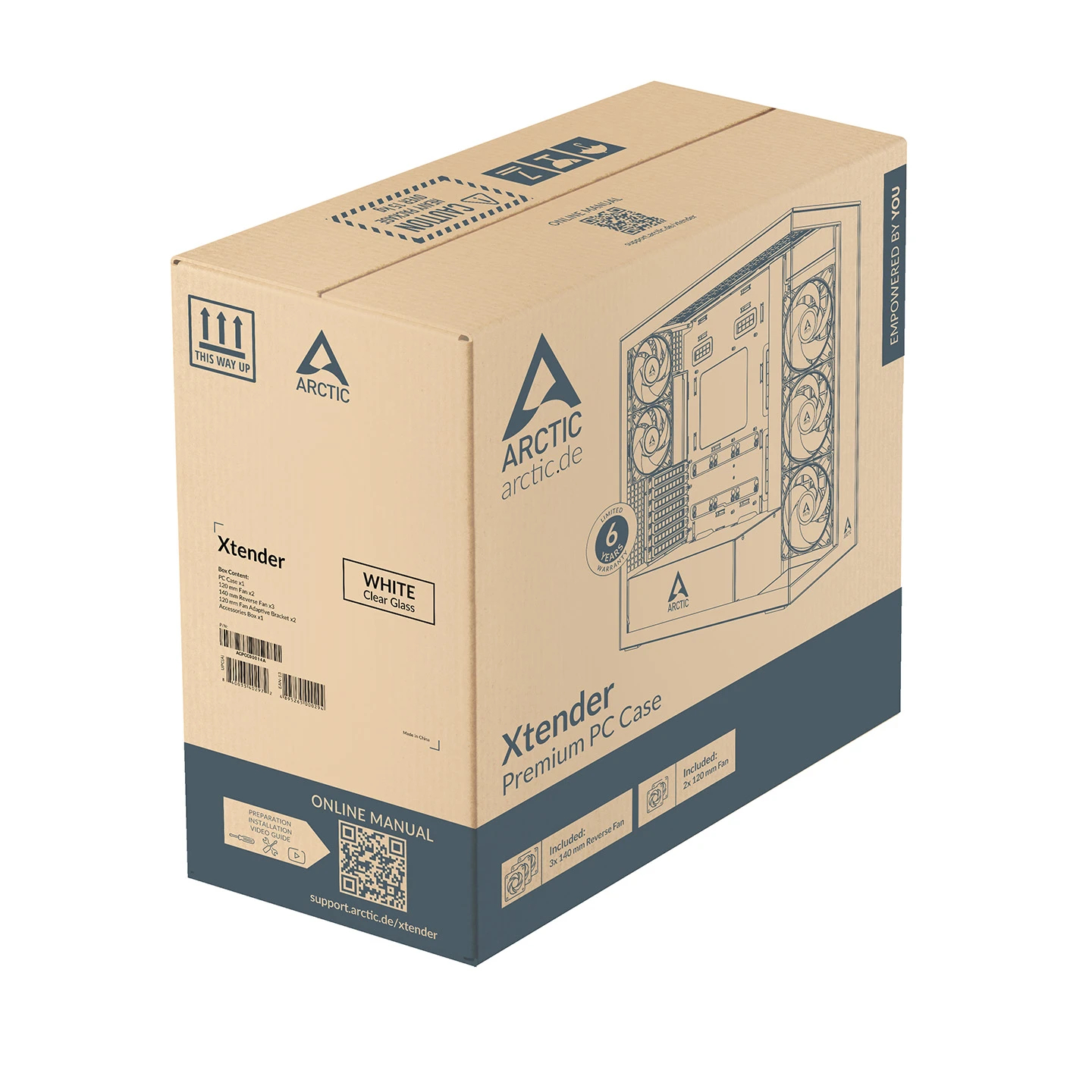 Arctic кутия Case E-ATX - Xtender (White) - 5 A-RGB Fans included