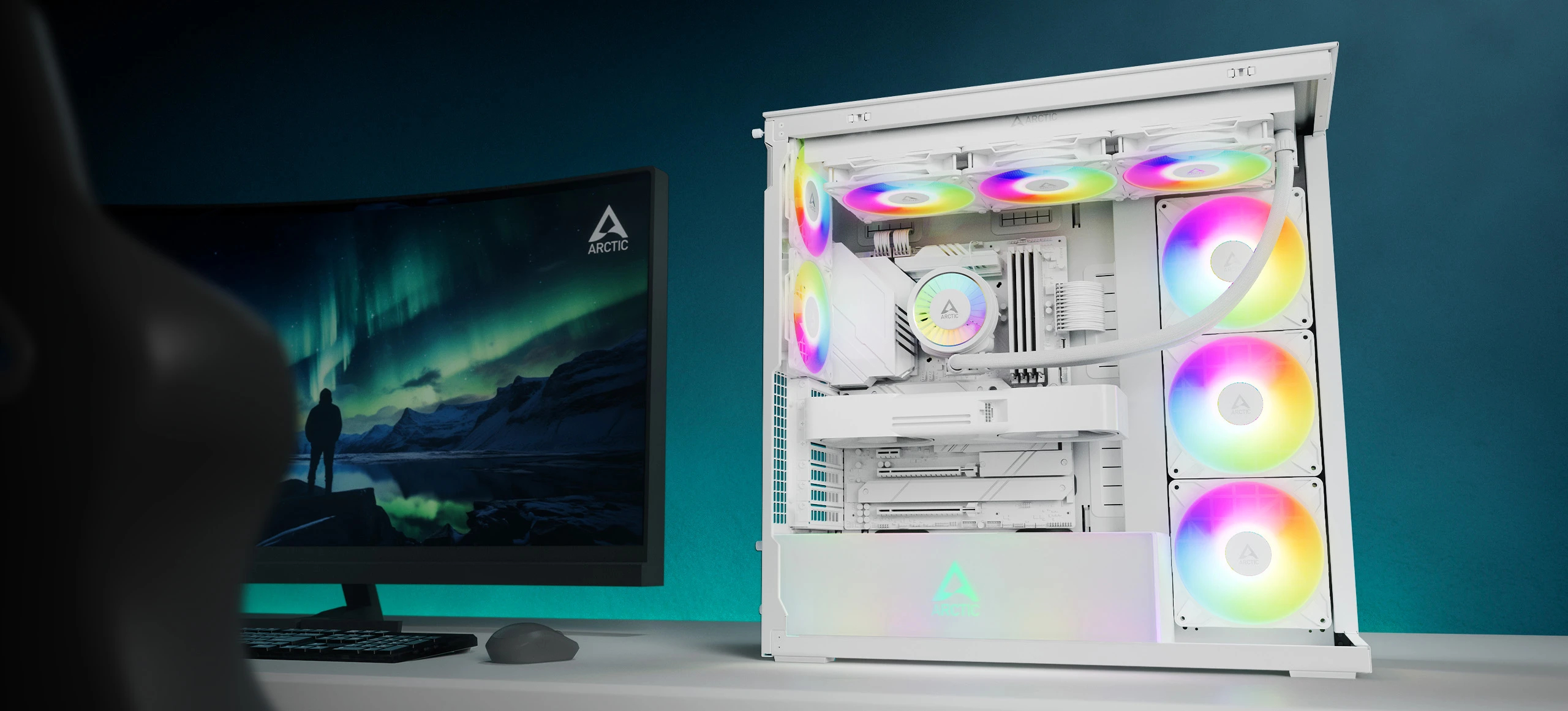 Arctic кутия Case E-ATX - Xtender (White) - 5 A-RGB Fans included