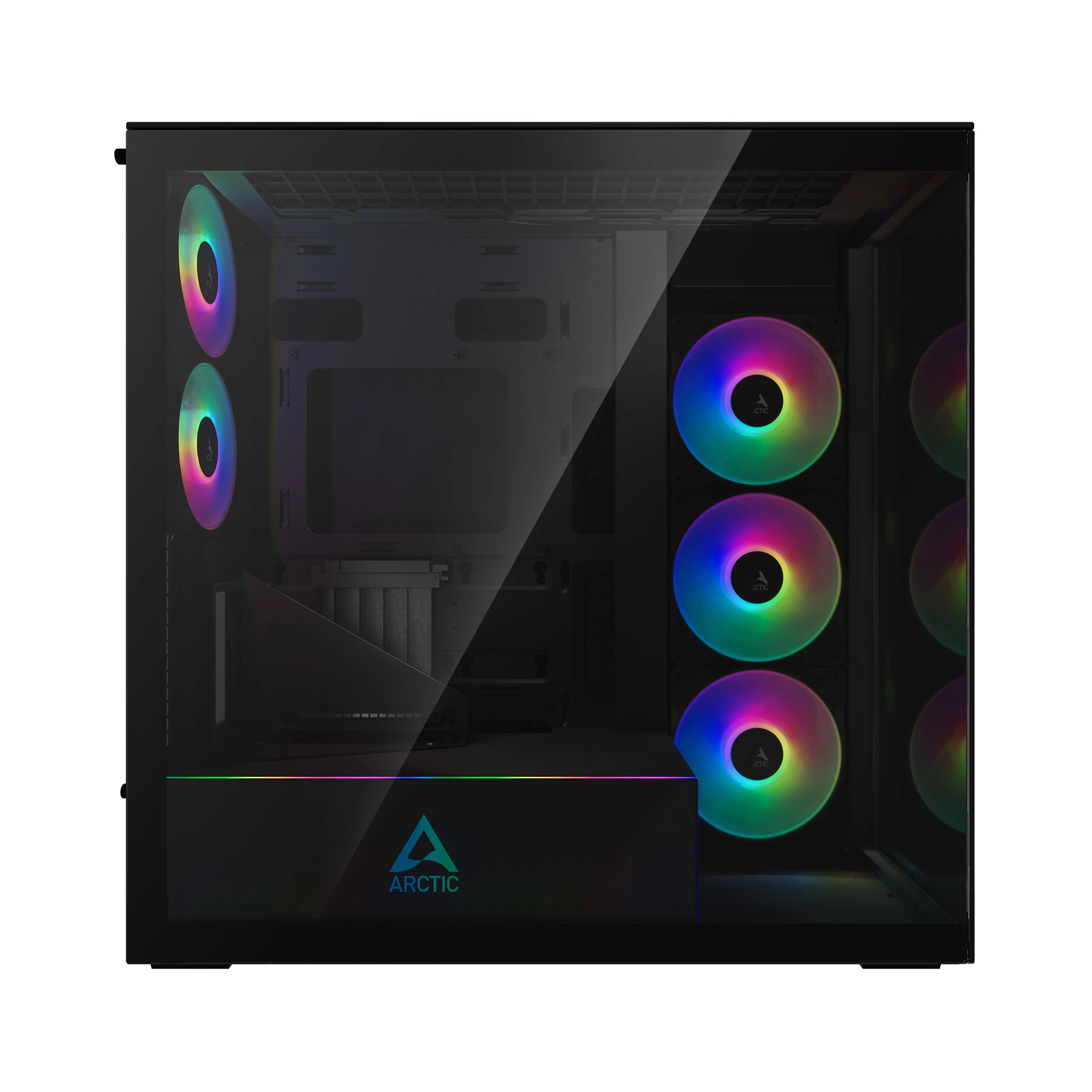 Arctic кутия Case E-ATX - Xtender VG (Mirror Black) - PCIe Gen 4 riser included, 5 A-RGB Fans included