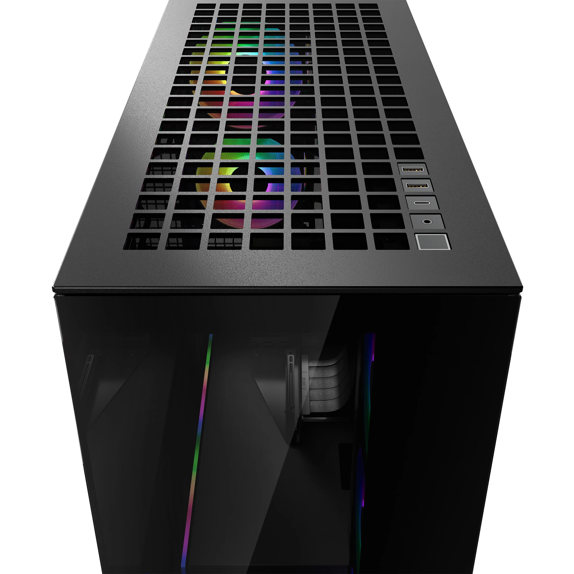 Arctic кутия Case E-ATX - Xtender VG (Mirror Black) - PCIe Gen 4 riser included, 5 A-RGB Fans included
