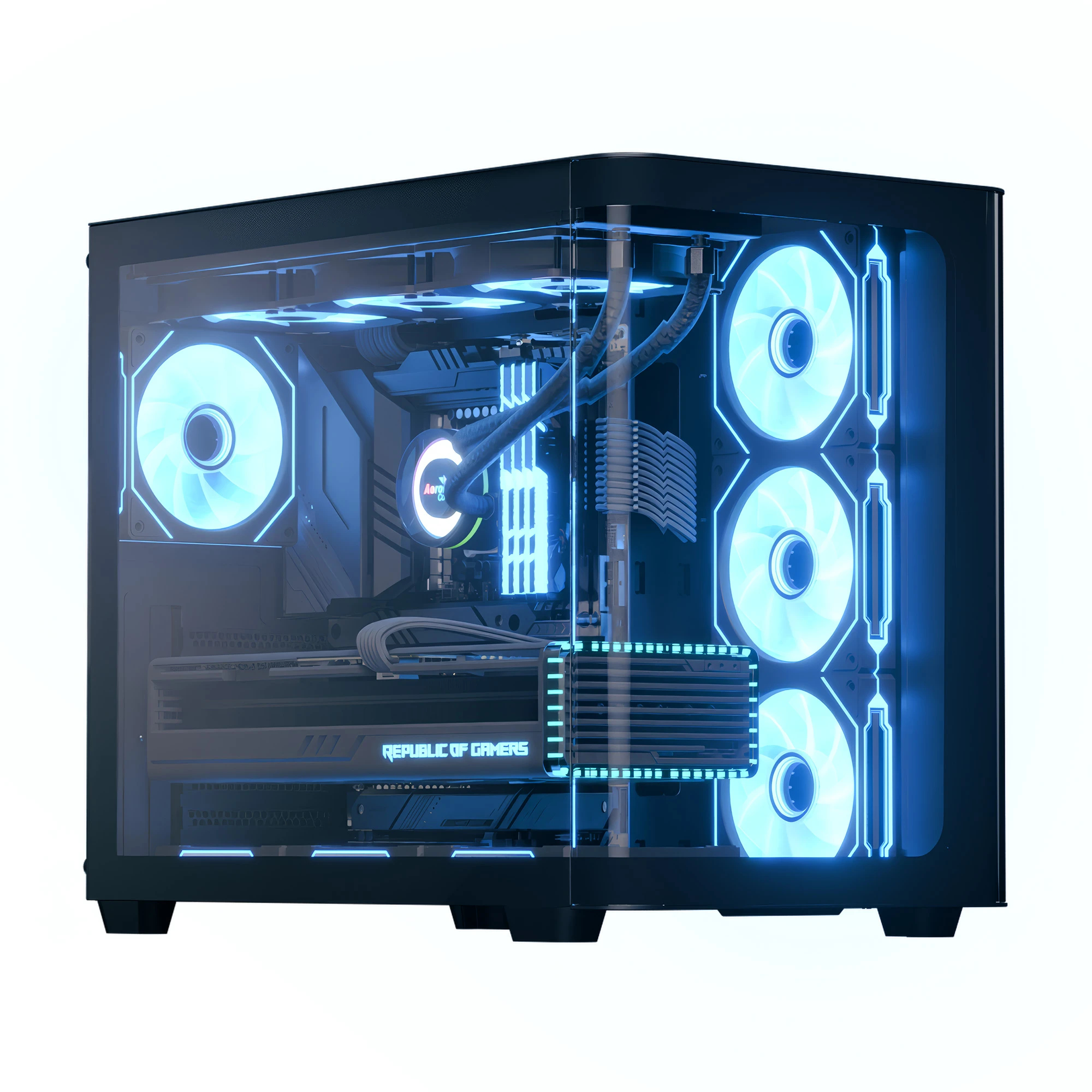 AeroCool кутия Case ATX - P500C-G-BK-v1 - 4 x 120 mm Infinity Mirror A-RGB
