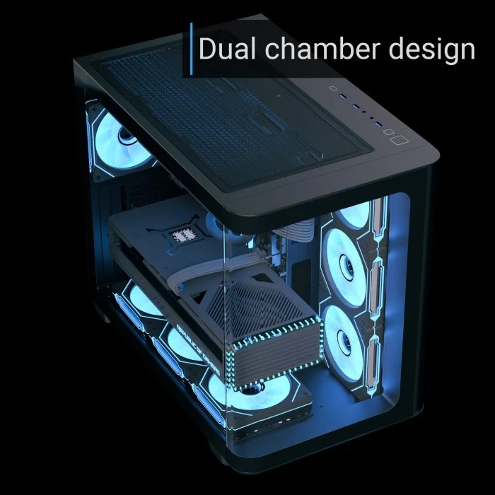 AeroCool кутия Case ATX - P500C-G-BK-v1 - 4 x 120 mm Infinity Mirror A-RGB