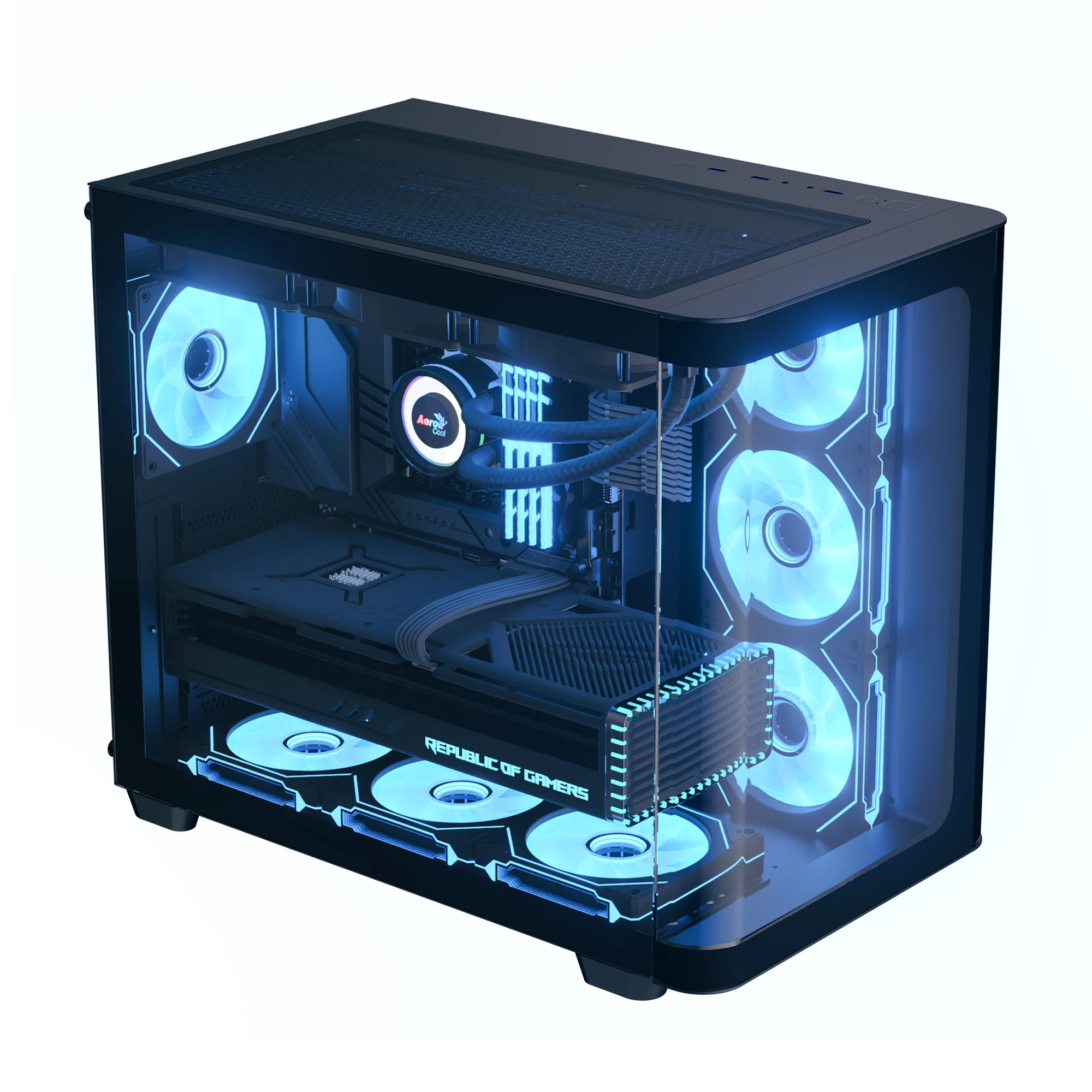 AeroCool кутия Case ATX - P500C-G-BK-v1 - 4 x 120 mm Infinity Mirror A-RGB