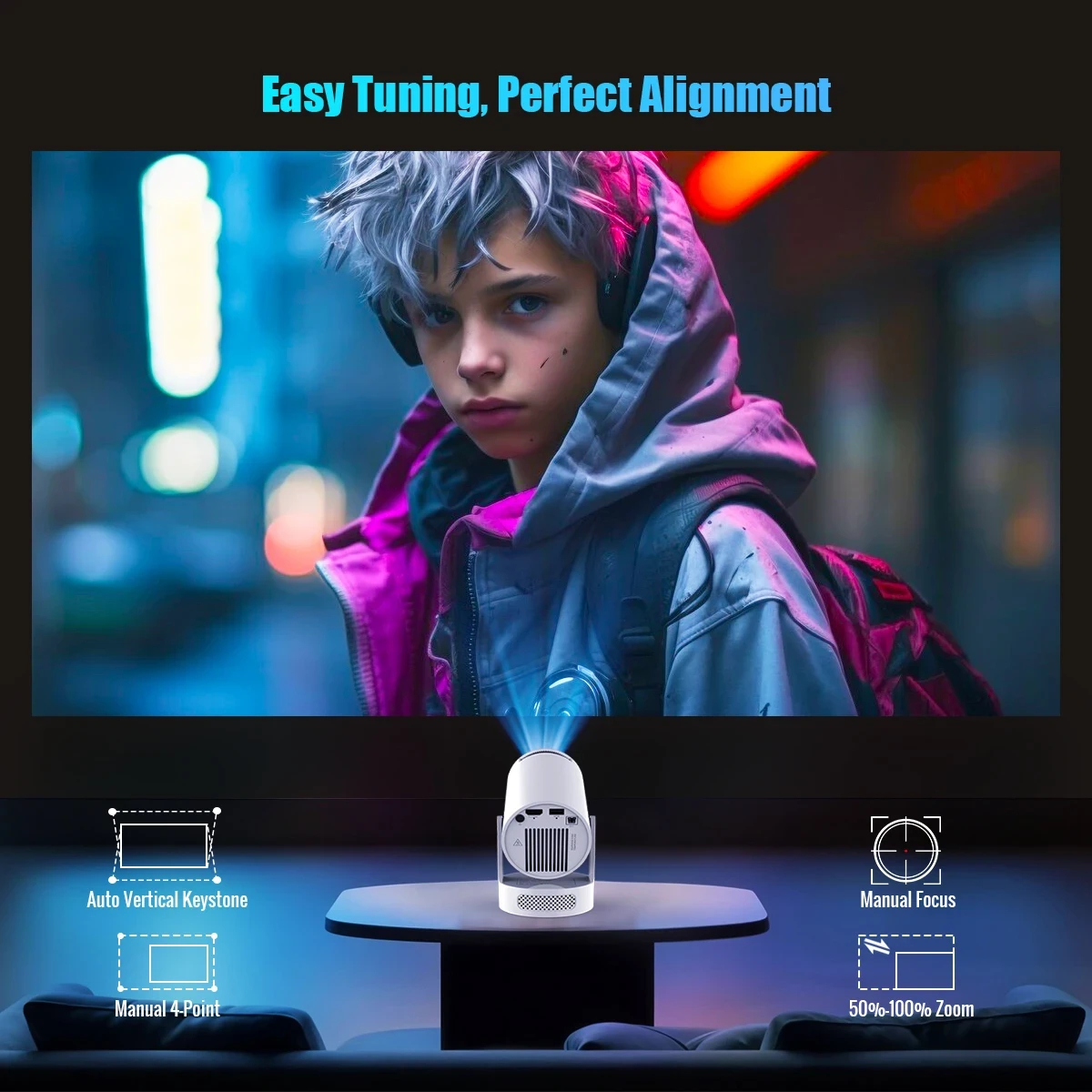 MagCubic преносим мултимедиен проектор Portable Multimedia Projector HY300 Pro+ - 4K, Android 11, Wi-Fi, Bluetooth 5.4