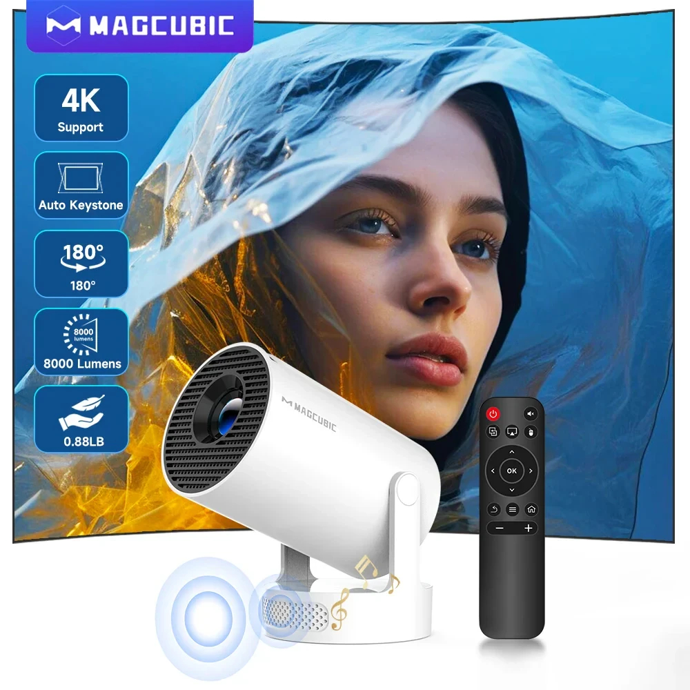 MagCubic преносим мултимедиен проектор Portable Multimedia Projector HY300 Pro+ - 4K, Android 11, Wi-Fi, Bluetooth 5.4