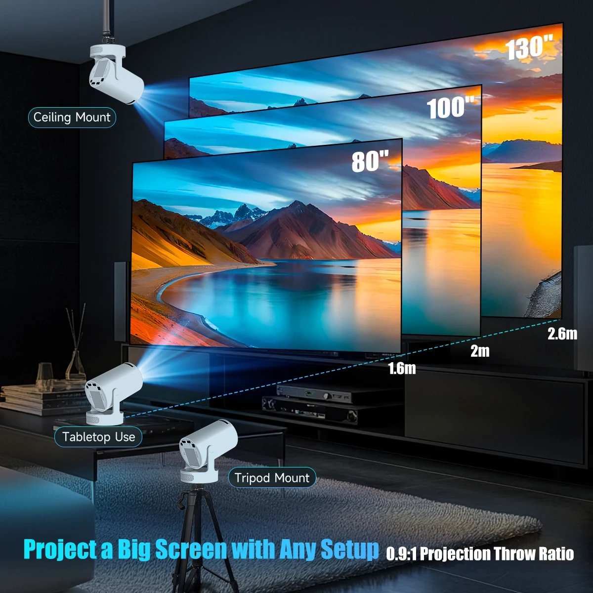 MagCubic преносим мултимедиен проектор Portable Multimedia Projector HY300 Pro+ - 4K, Android 11, Wi-Fi, Bluetooth 5.4