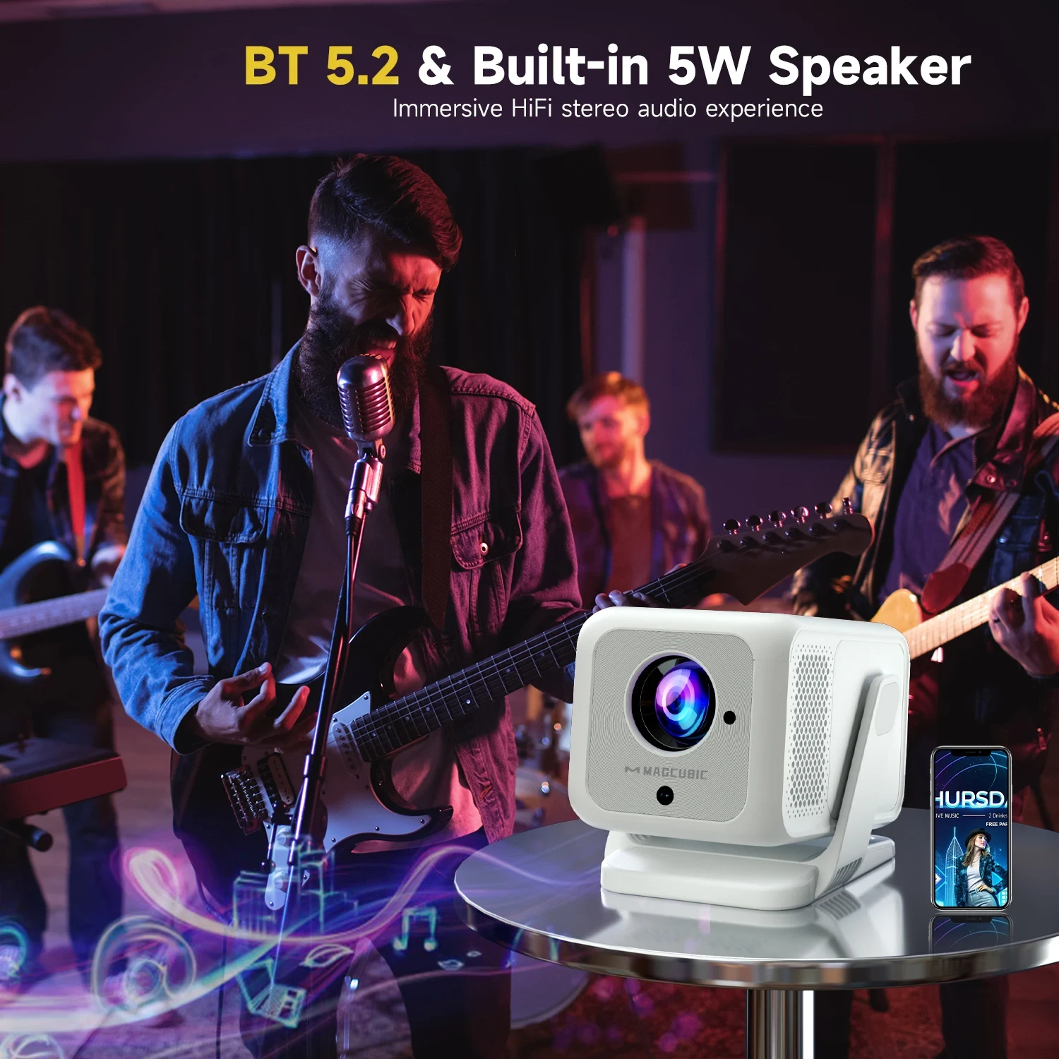 MagCubic преносим мултимедиен проектор Portable Multimedia Projector HY310X - 4K, Android 11, Wi-Fi, Bluetooth 5.2