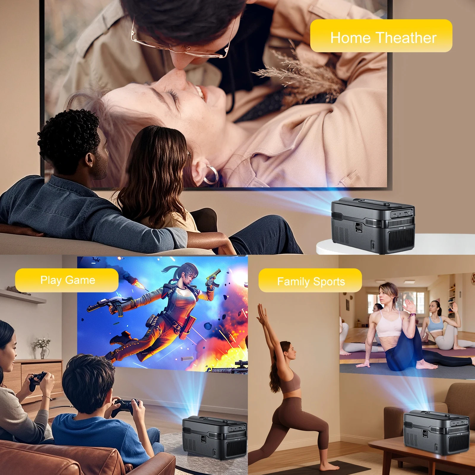 MagCubic преносим мултимедиен проектор Portable Multimedia Projector HY450C - 8K, Android 11, Wi-Fi 6, Bluetooth 5.4