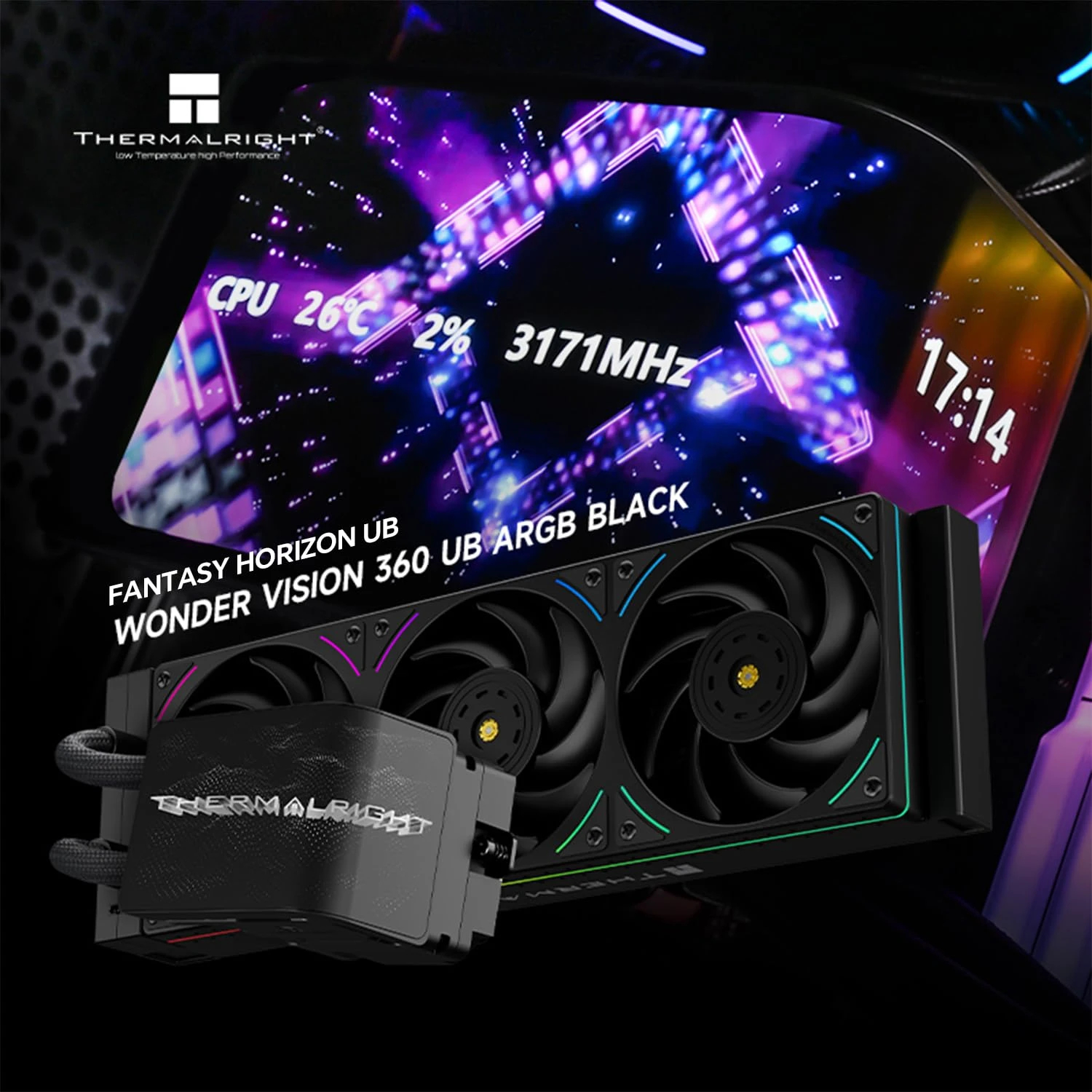 Thermalright водно охлаждане Water Cooling WONDER VISION 360 UB ARGB Black - 6.67 inch Curve OLED Display