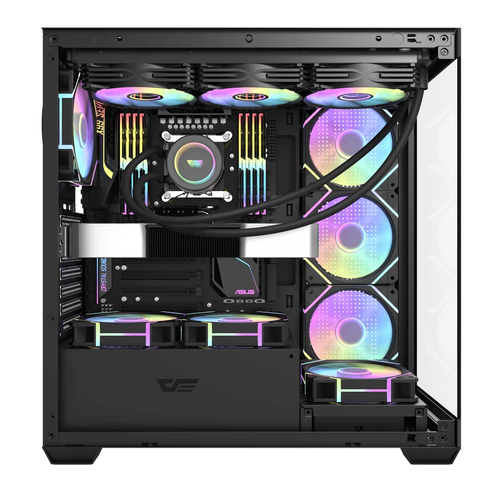 Darkflash кутия Case ATX - DS900 Black - 7 x 120 mm A-RGB fans included, USB-C