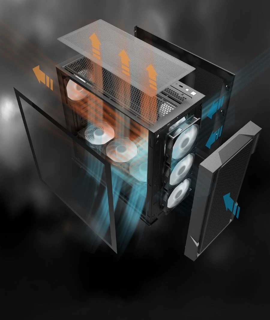 Darkflash кутия Case ATX - DS900 Mesh Black - 4 x 120 mm A-RGB fans included