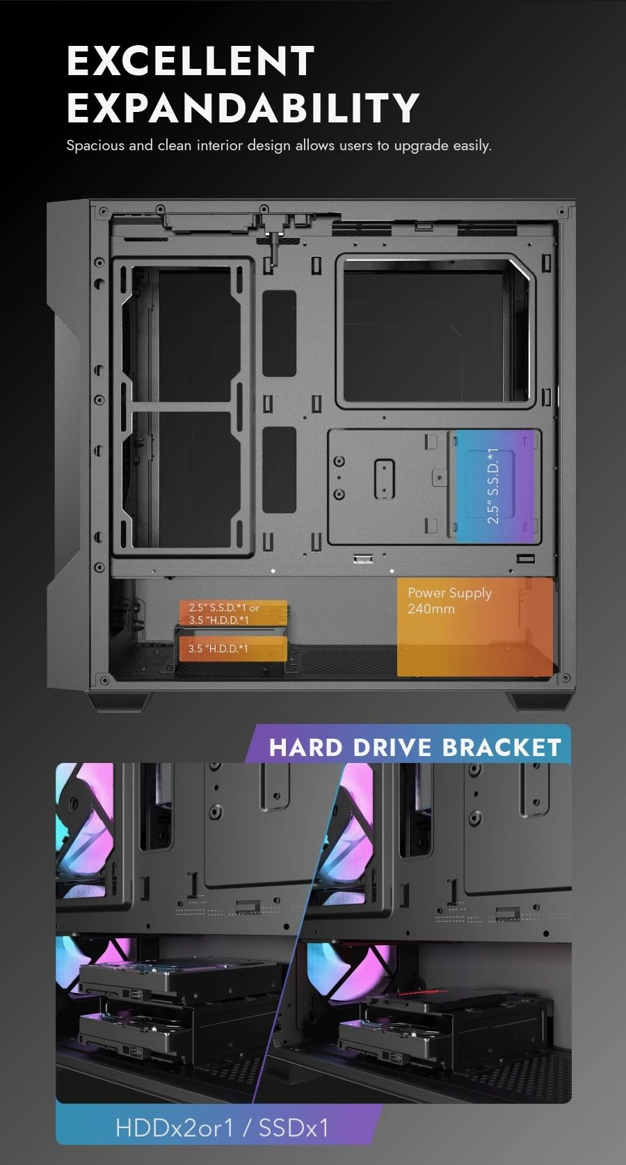 Darkflash кутия Case ATX - DS900 Mesh Black - 4 x 120 mm A-RGB fans included