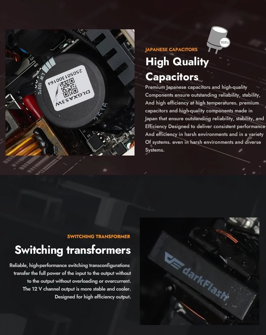 Darkflash захранване PSU ATX 3.1 1050W Gold, Full Modular, PCIe 5.1 - PMT1050 A3