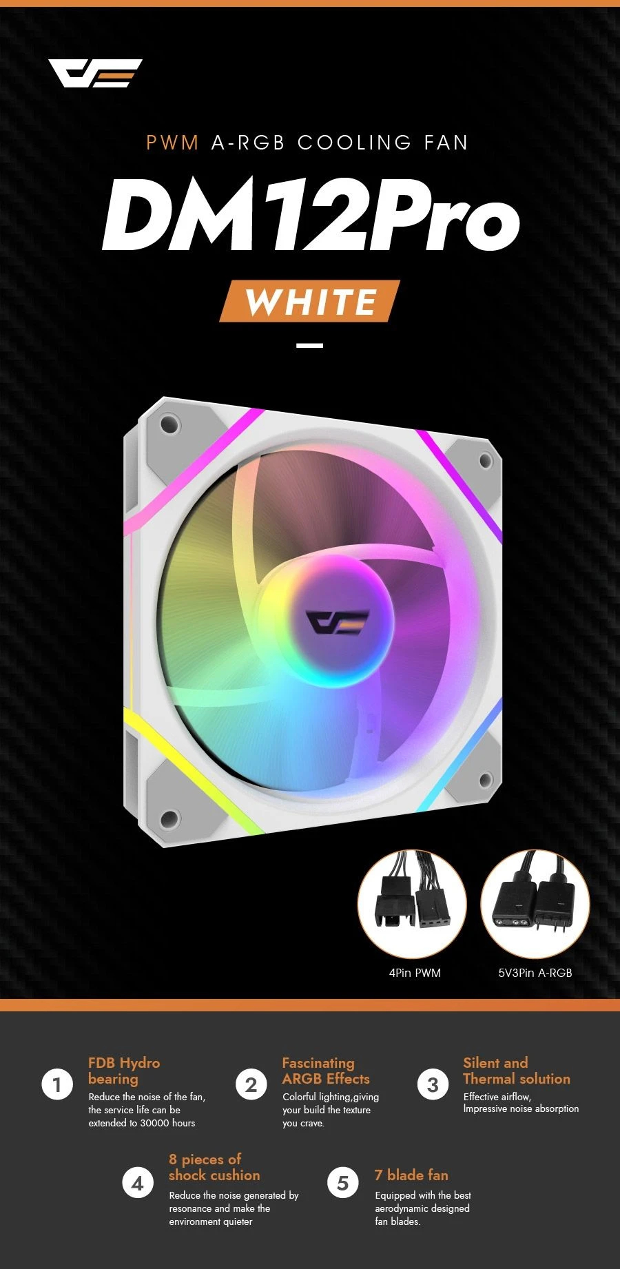 Darkflash вентилатор Fan 120mm DM12 Pro A-RGB White