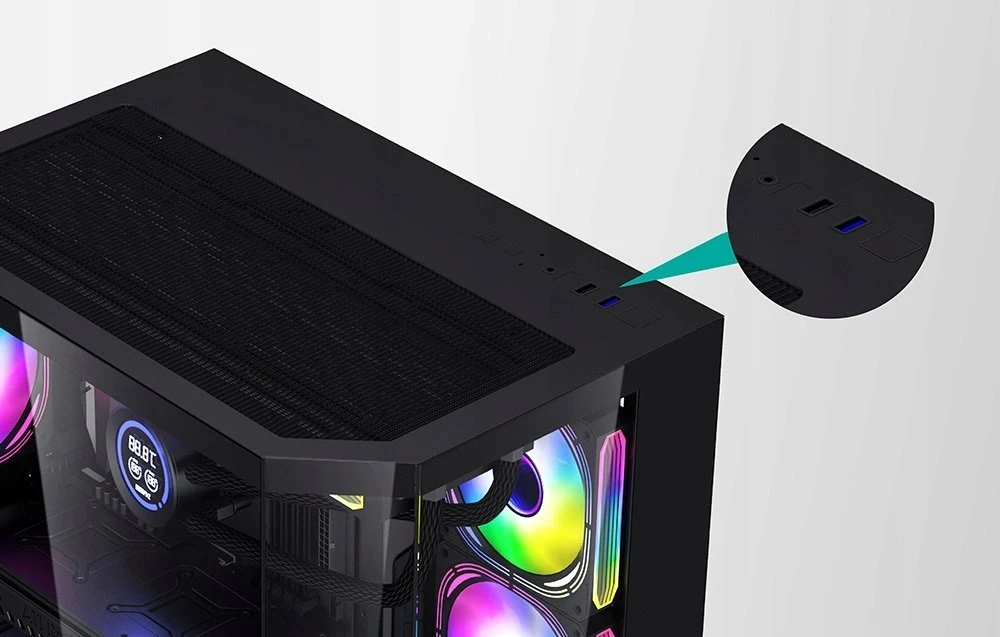 Aigo кутия Case mATX - FT418 Black - 6 x 120 mm A-RGB fans included
