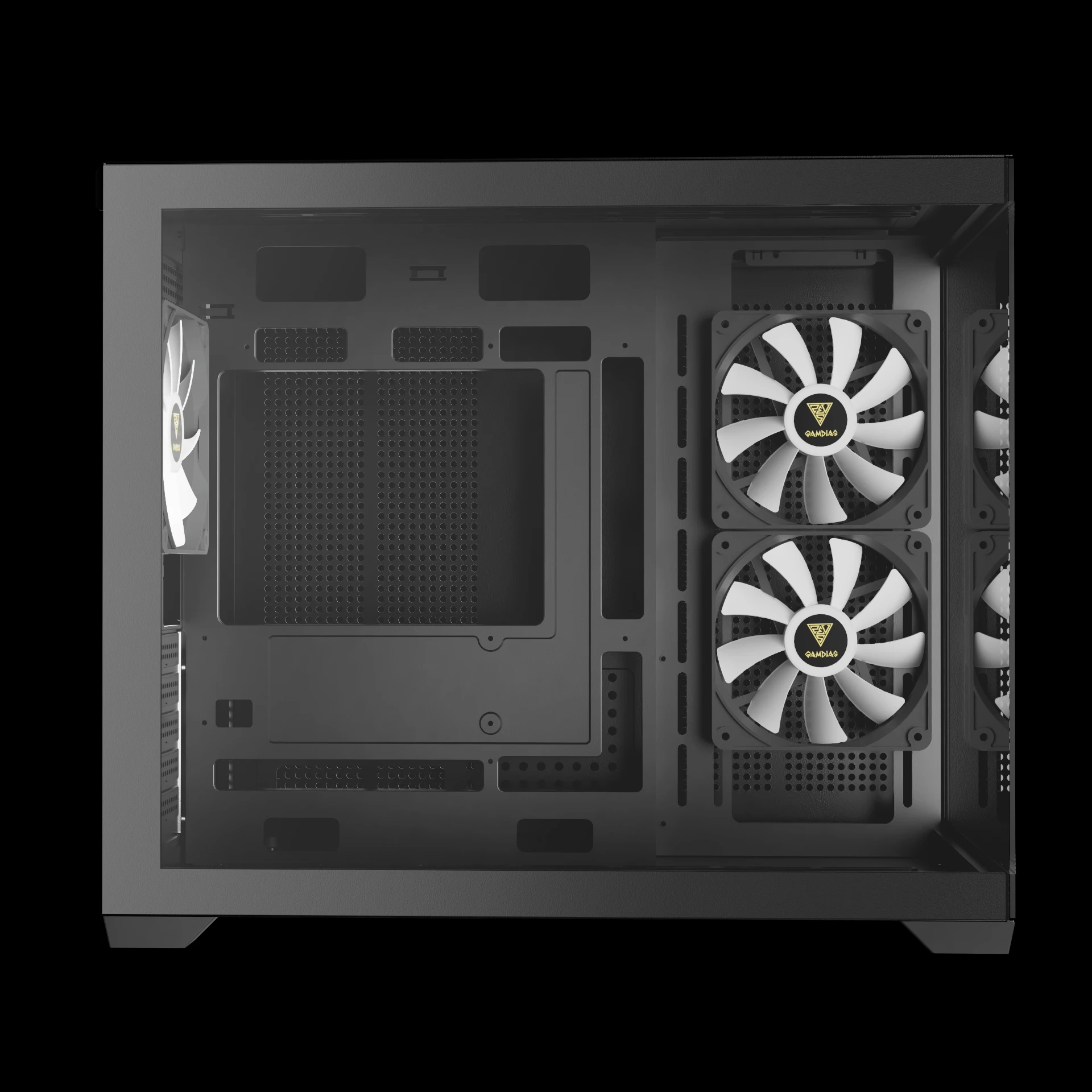 Gamdias кутия Case mATX - AURA GC10M v2 - 3 x 120 mm A-RGB, USB-C, Tempered Glass