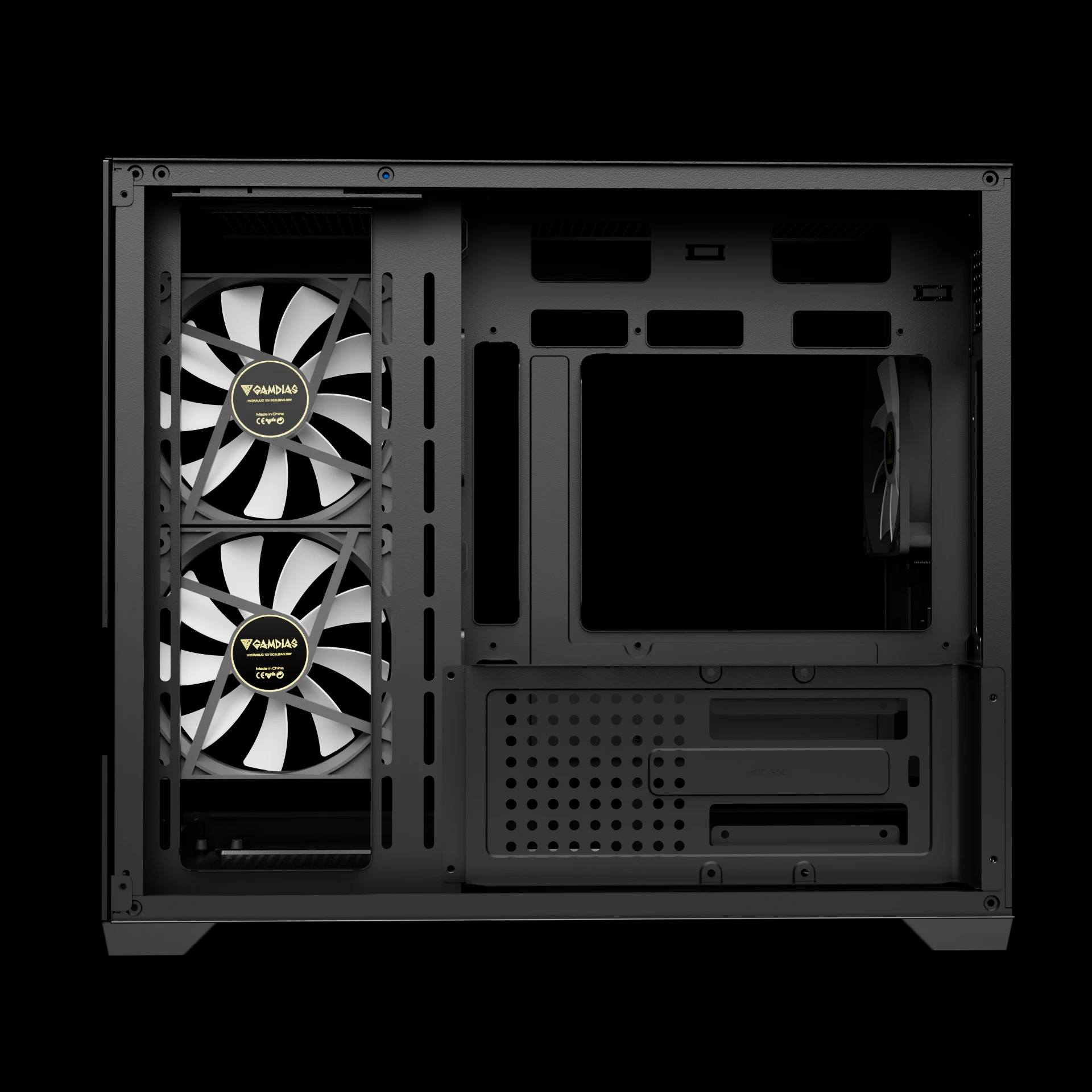 Gamdias кутия Case mATX - AURA GC10M v2 - 3 x 120 mm A-RGB, USB-C, Tempered Glass