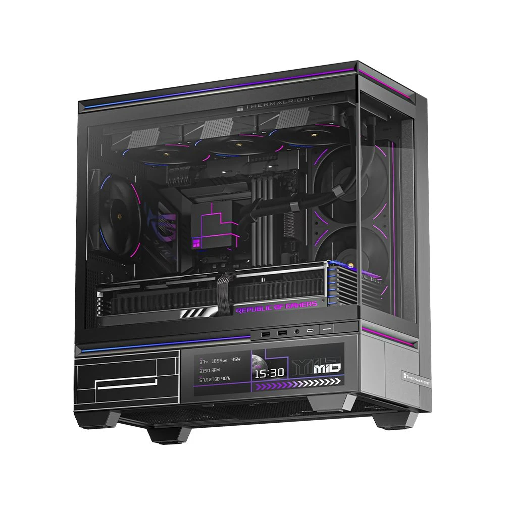 Thermalright кутия Case mATX - TL-M10 Vision Black - No fans, 9.16 inch LCD Display, USB-C