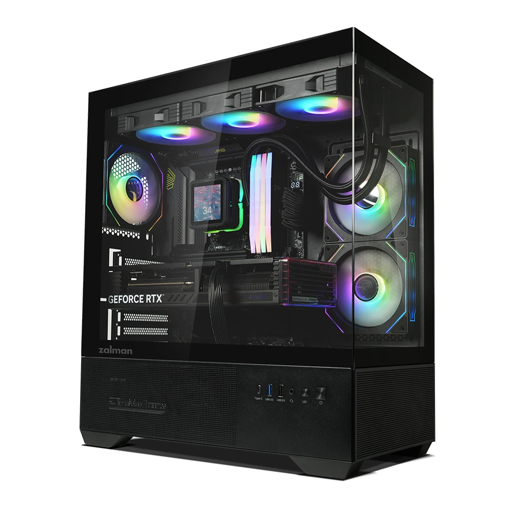 Zalman кутия Case ATX - Chronix BLACK - 3 x 120 mm A-RGB, USB-C, Tempered Glass