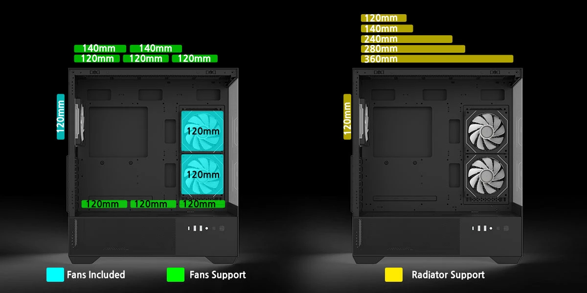 Zalman кутия Case ATX - Chronix BLACK - 3 x 120 mm A-RGB, USB-C, Tempered Glass