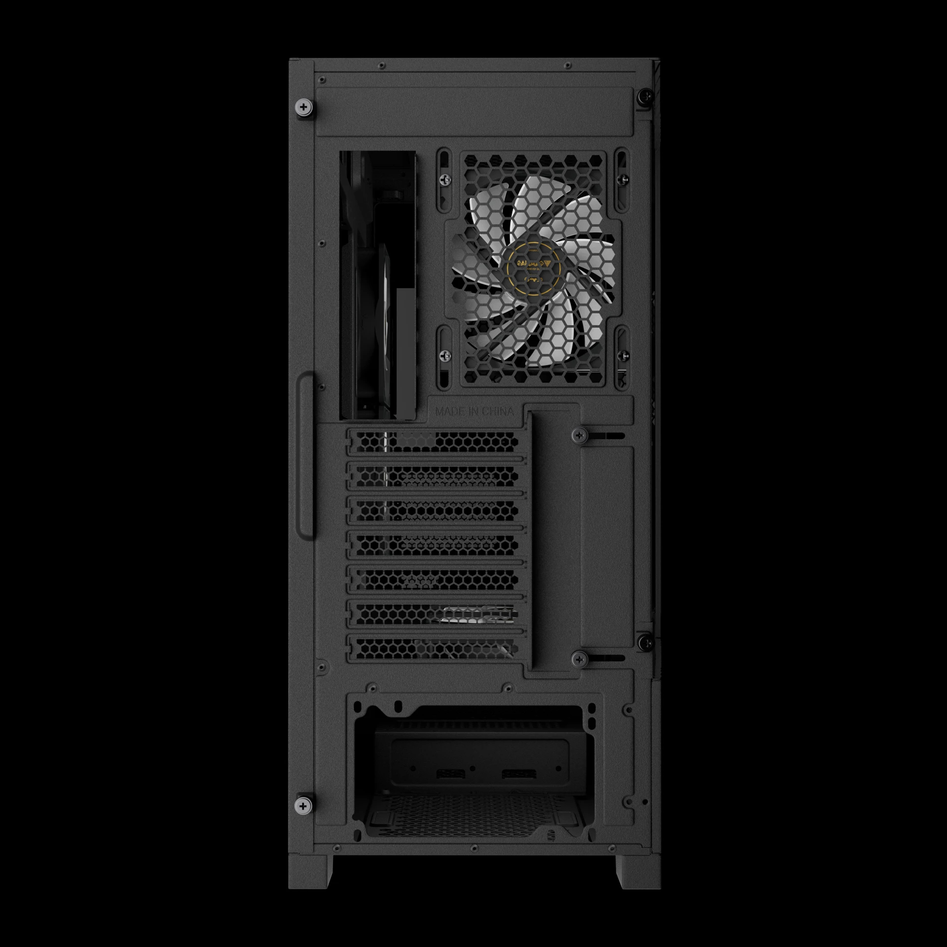Gamdias кутия Case mATX - AURA GC12 ARGB BK - 6 x 120 mm A-RGB, USB-C, Tempered Glass