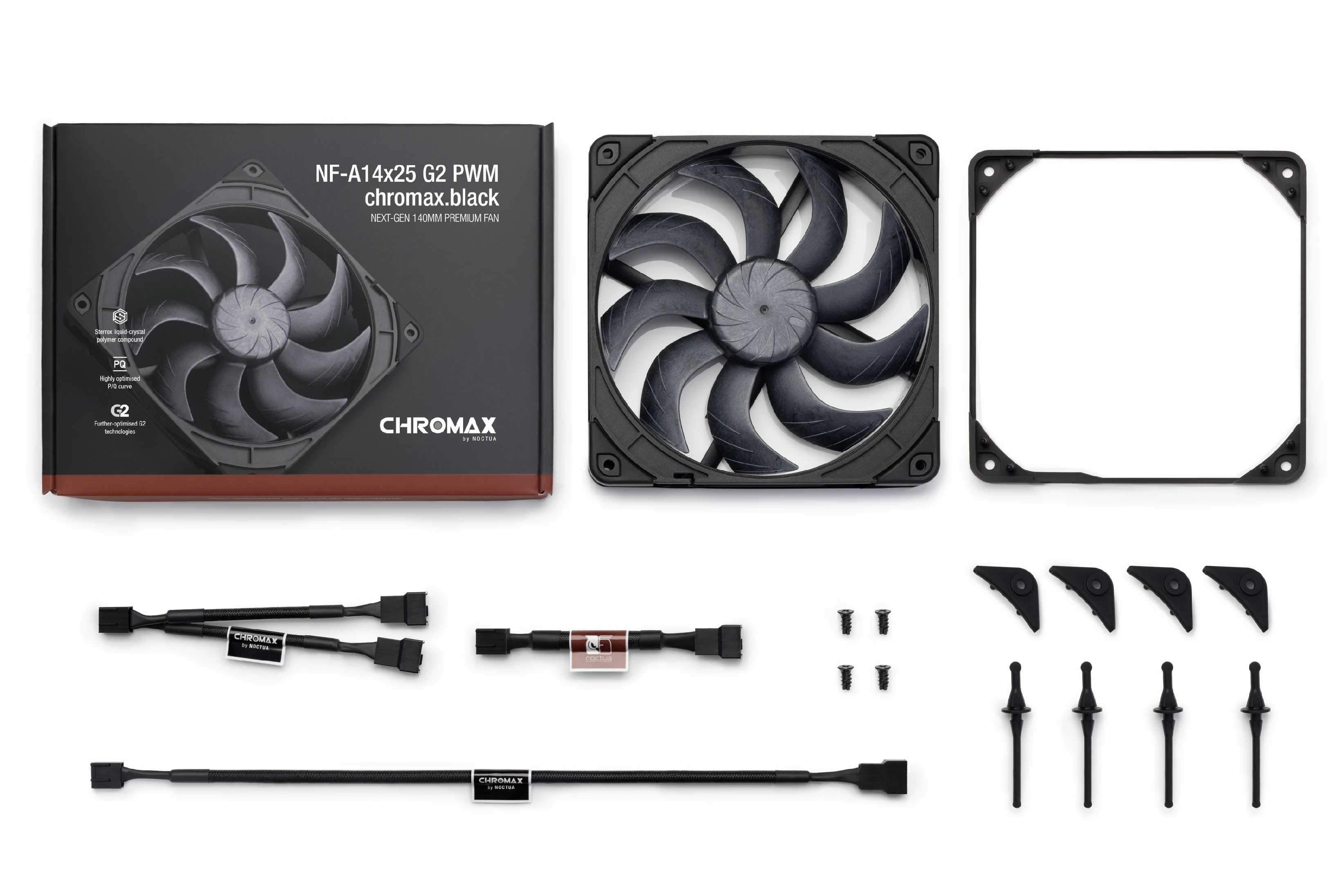 Noctua вентилатор Fan 140mm - A14x25 G2 PWM chromax.black