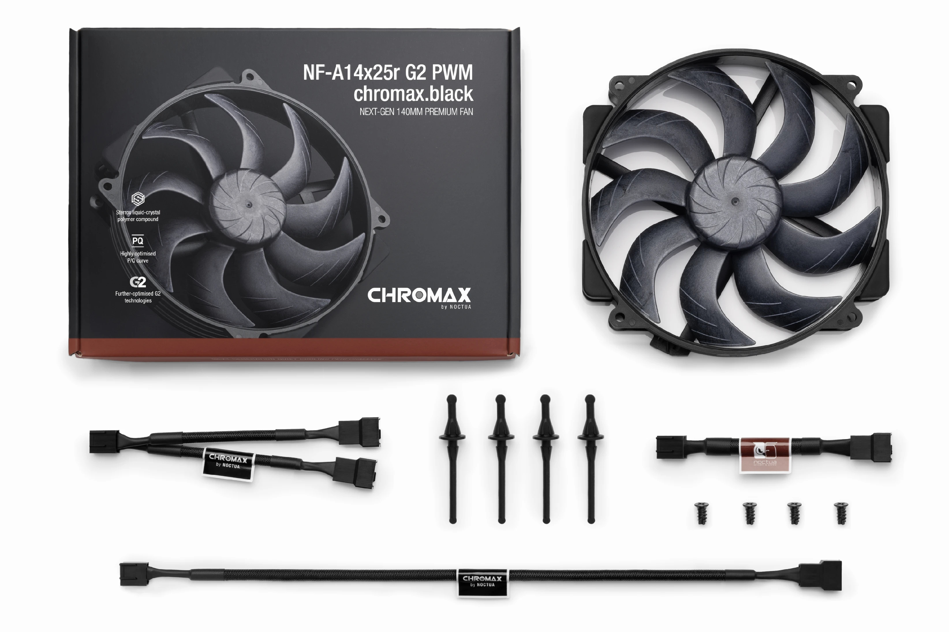 Noctua вентилатор Fan 140mm - NF-A14x25r G2 PWM chromax.black