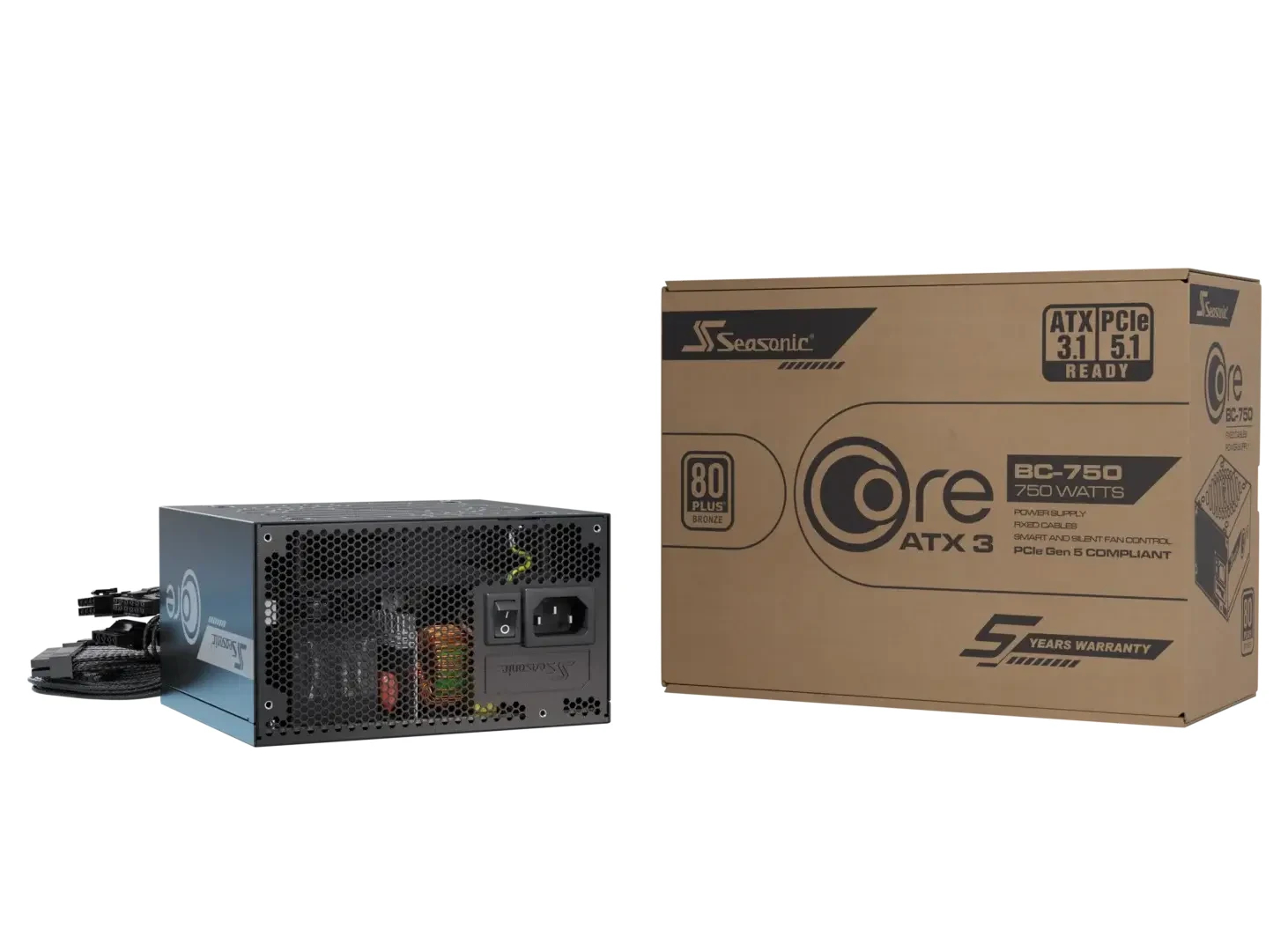 Seasonic захранване PSU ATX 3.1 750W Bronze, PCIe 5.1 - CORE BC-750 - SRP-CBC751-A5A51JF