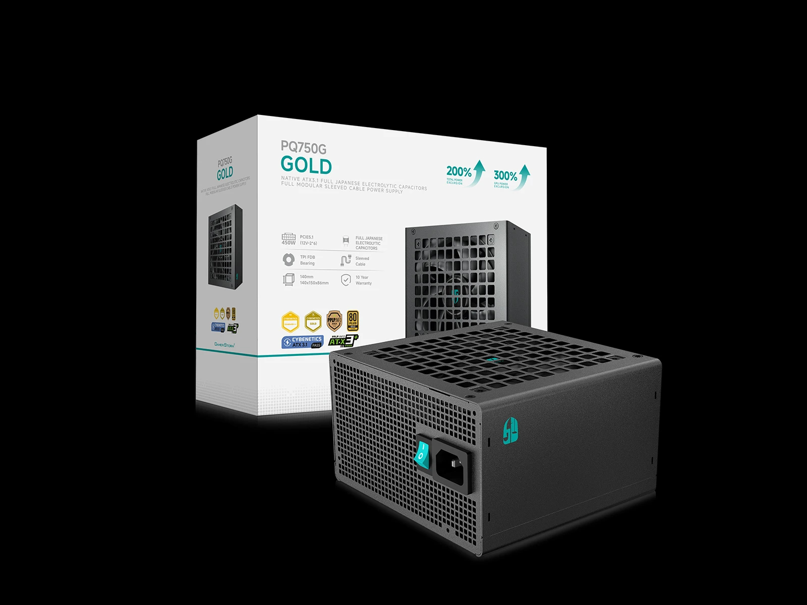 DeepCool захранване PSU ATX 3.1 750W Gold, Full Modular - PQ750G