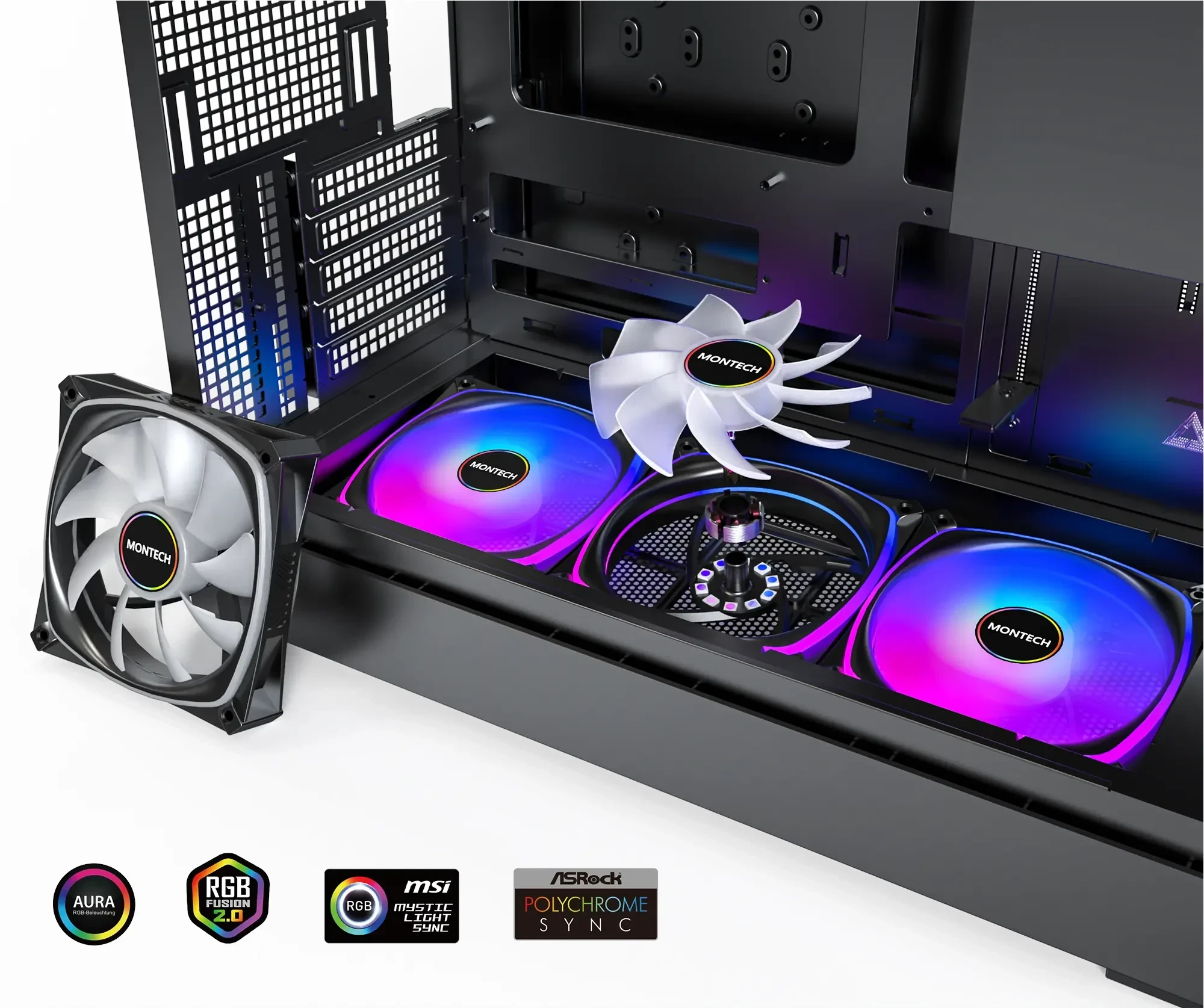 Montech кутия Case mATX - KING 15 PRO (W) - 4 x 120 mm A-RGB, USB-C