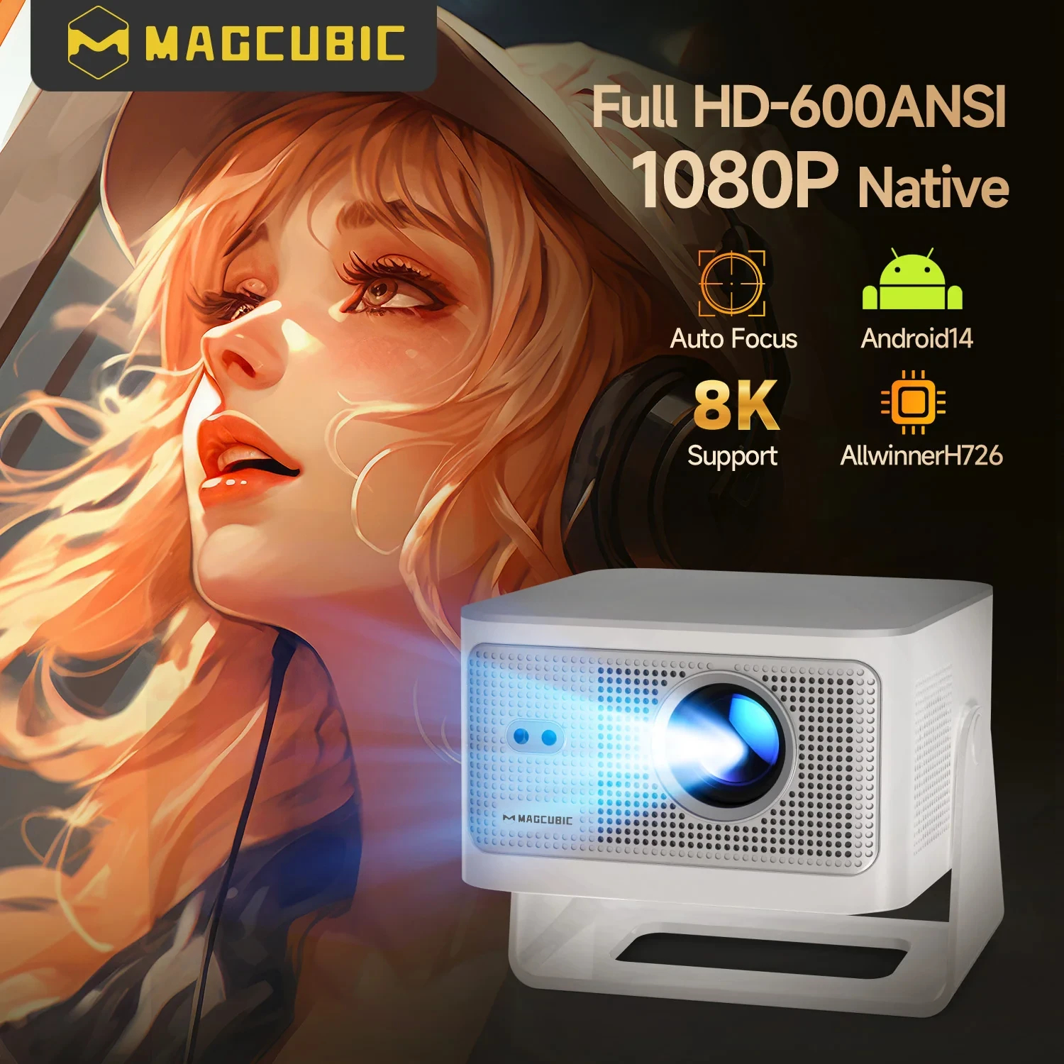 MagCubic преносим мултимедиен проектор Portable Multimedia Projector HY350MAX - 8K, Android 14, Wi-Fi 6, Bluetooth 5.4