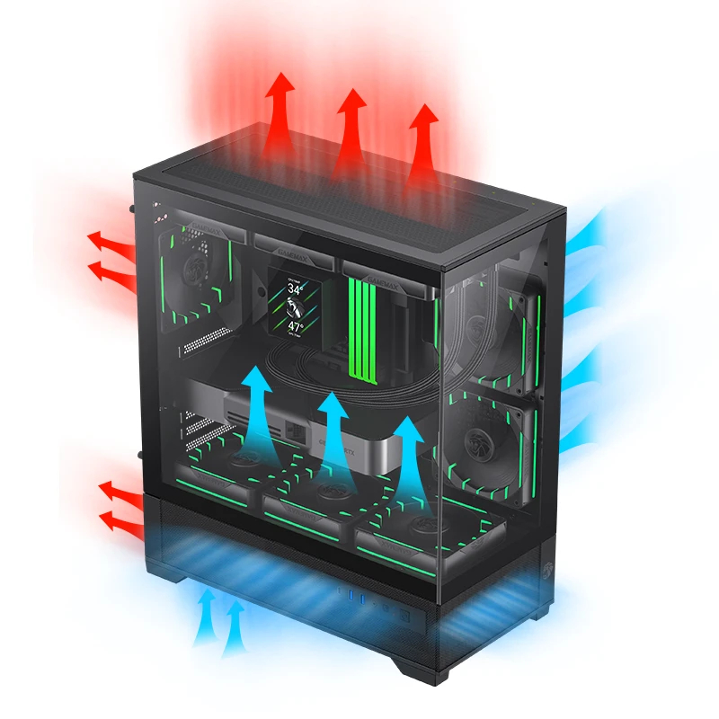 Gamemax кутия Case EATX - Vista 2 AB - 3 x 120 mm Addressable RGB