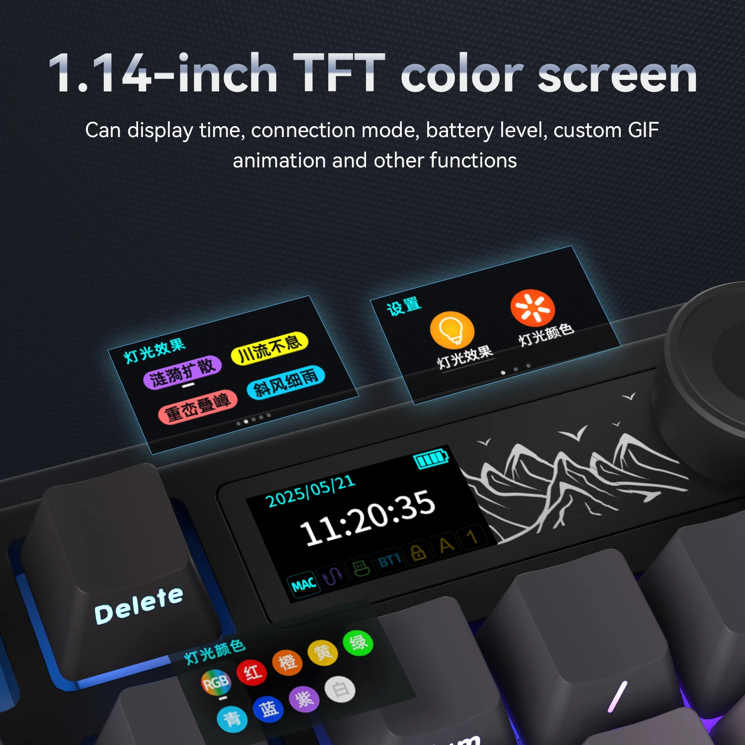 Ajazz геймърска механична клавиатура Wireless Gaming Mechanical Keyboard AK980 V2 - Gift Switch [Linear] (English US), Black, Gray