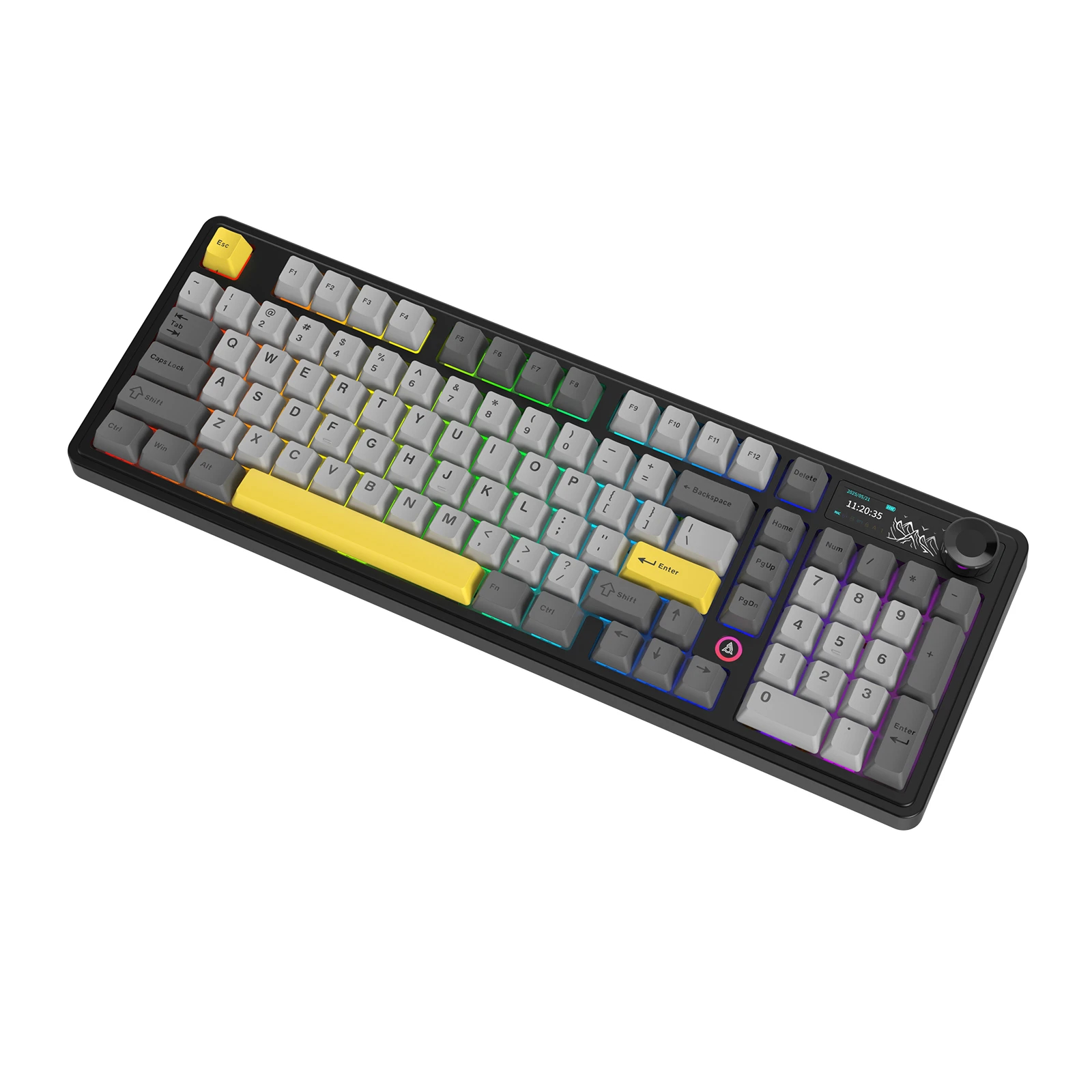 Ajazz геймърска механична клавиатура Wireless Gaming Mechanical Keyboard AK980 V2 - Gift Switch [Linear] (English US), Black, Gray