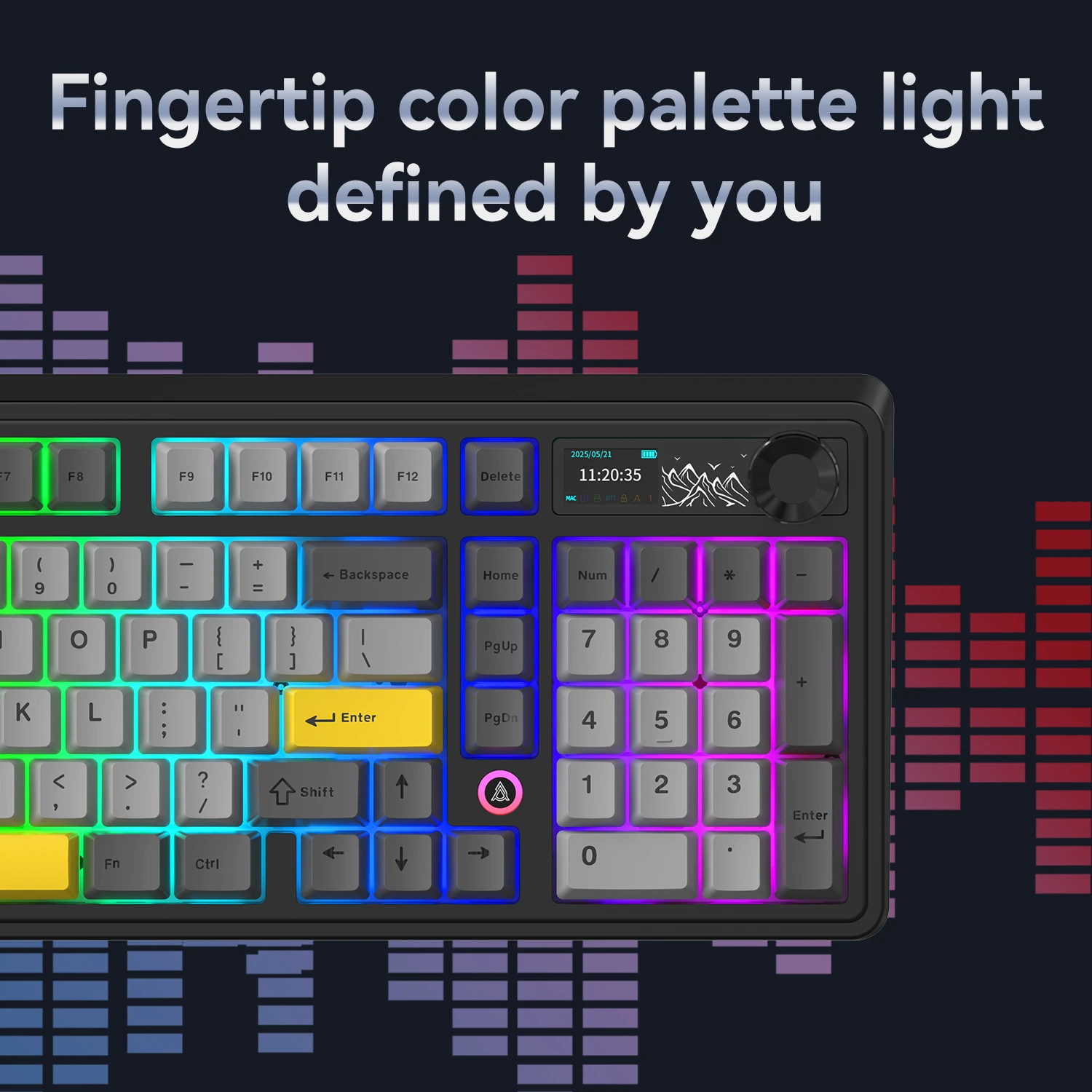 Ajazz геймърска механична клавиатура Wireless Gaming Mechanical Keyboard AK980 V2 - Gift Switch [Linear] (English US), Black, Gray