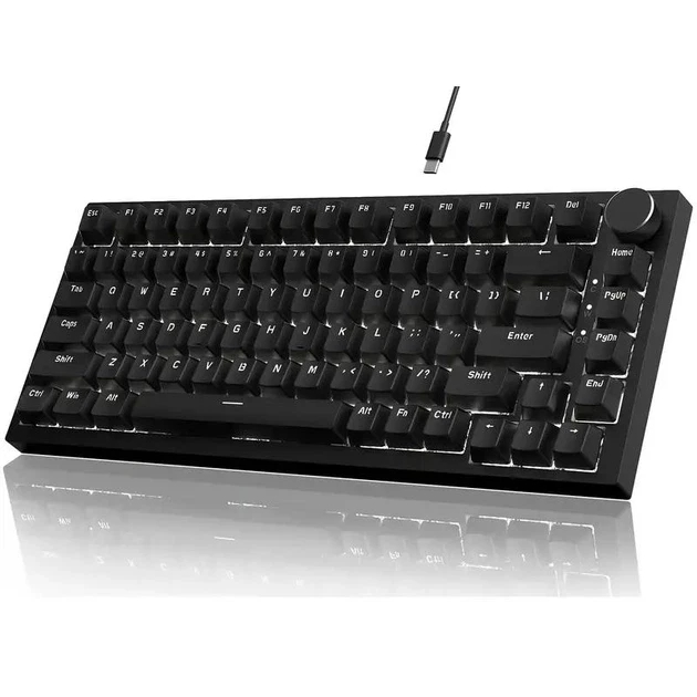 Ajazz геймърска механична клавиатура Gaming Mechanical Keyboard AK820 - Red Switches [Linear] (English US), Black, White Backlight