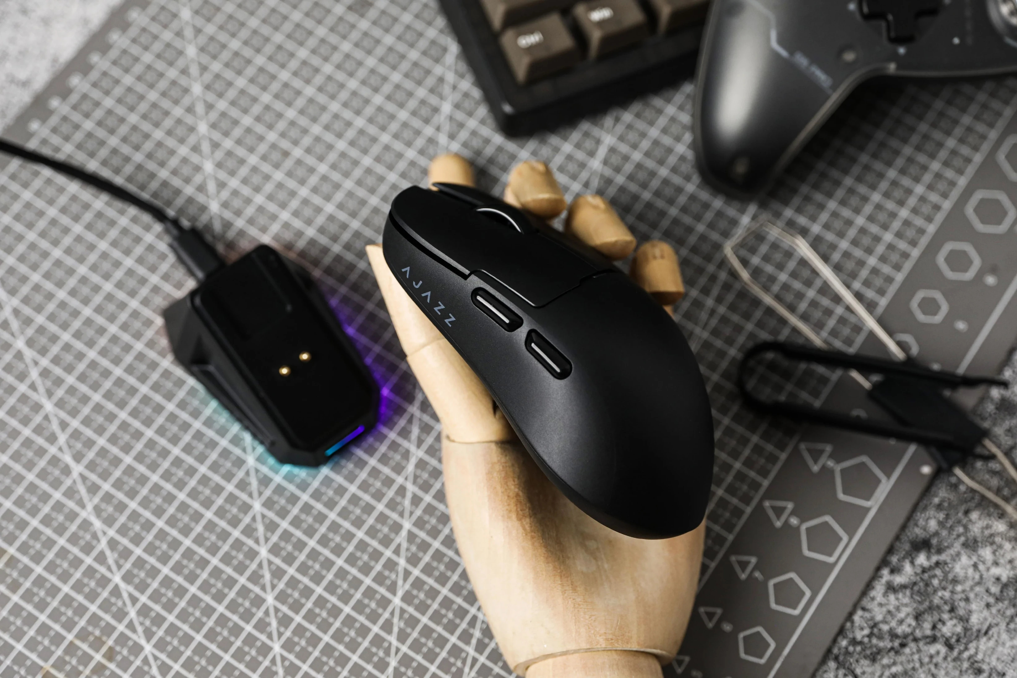 Ajazz професионална геймърска мишка AJ159 APEX - Wireless Gaming Mouse - 8K, Magnetic Charging Dock, Black