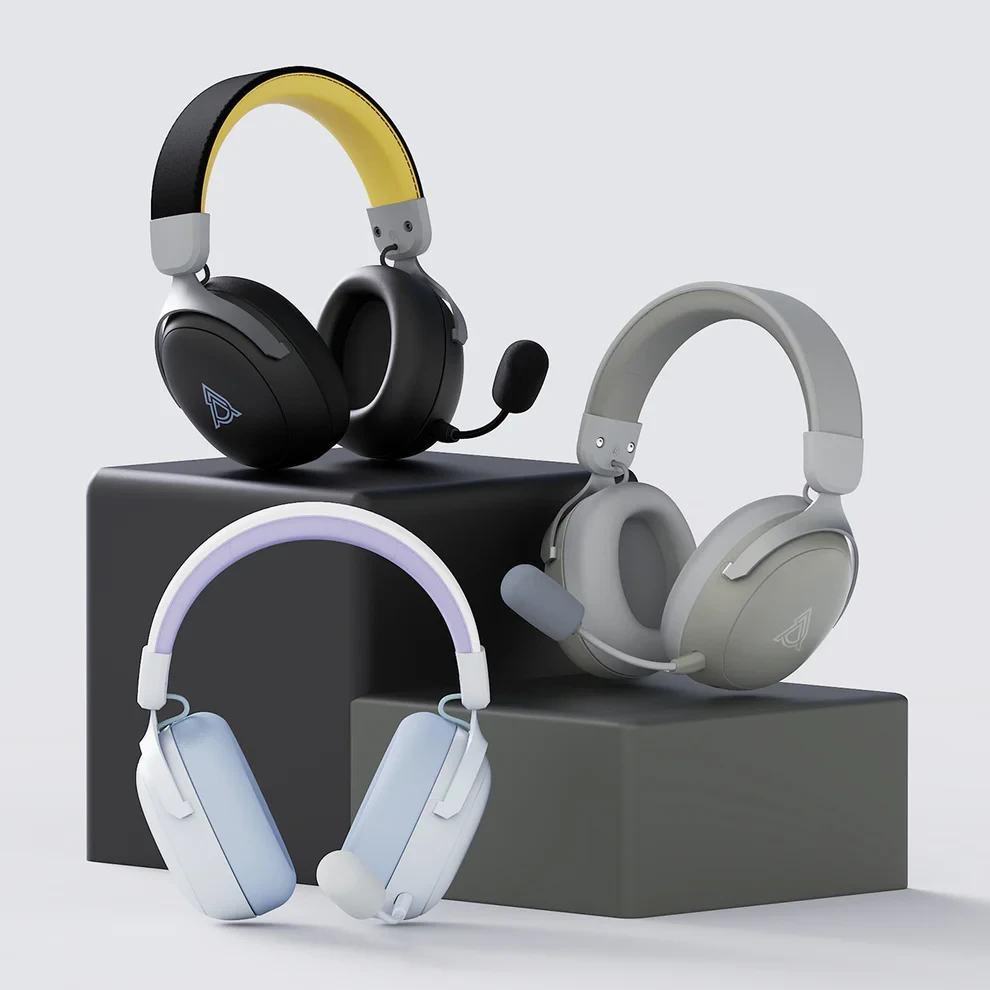 Ajazz безжични геймърски слушалки Wireless Gaming Headphones - AHM08 MAX Purple, White, Blue - Bluetooth , 2.4G