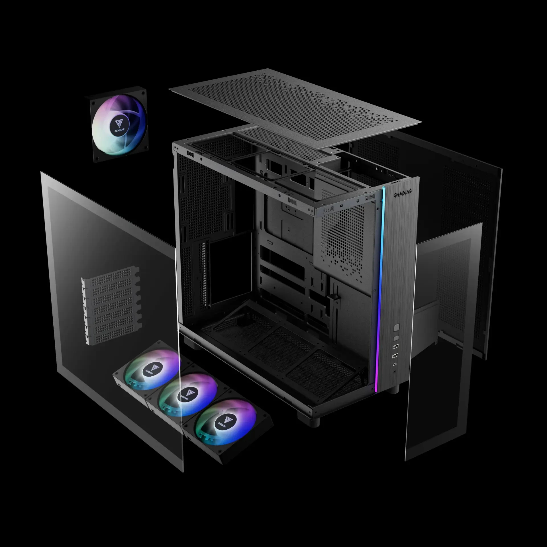 Gamdias кутия Case ATX - ATLAS M4 - A-RGB, USB-C