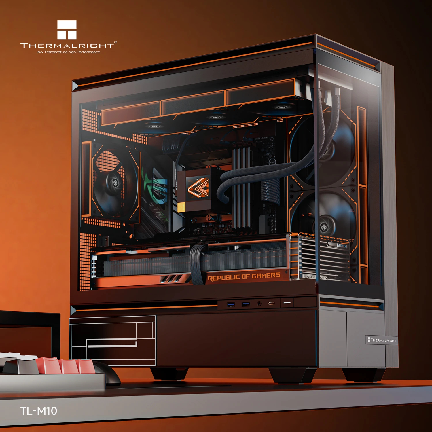 Thermalright кутия Case mATX - TL-M10 Black - 4 x 120 mm ARGB included, USB-C