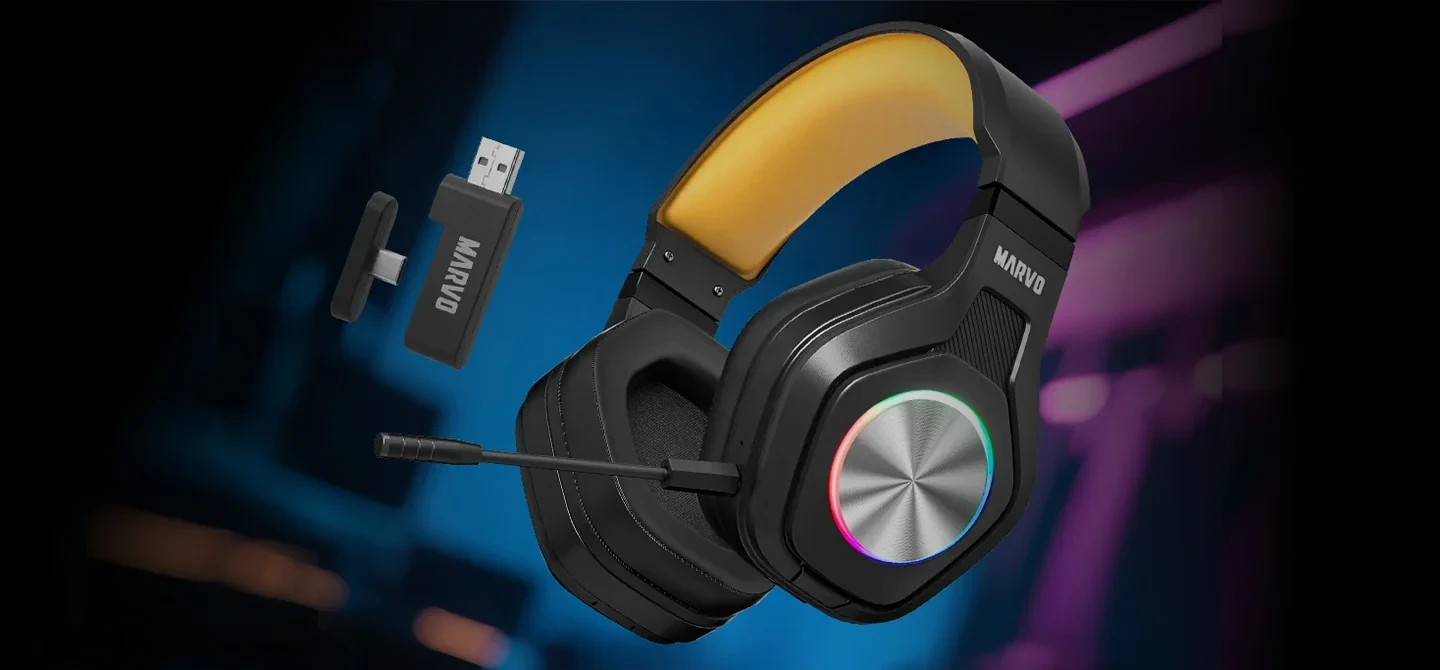 Marvo безжични геймърски слушалки Gaming Headphones Pulz 80W - Bluetooth, 2.4G - MARVO-HG9084W