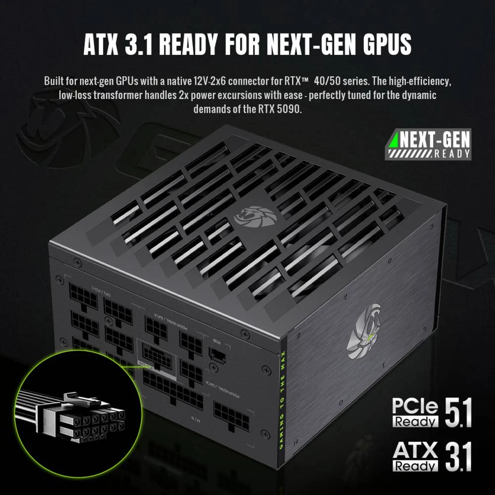 Gamemax захранване PSU ATX 3.1 1000W Platinum, Full Modular - LION CORE 1000P